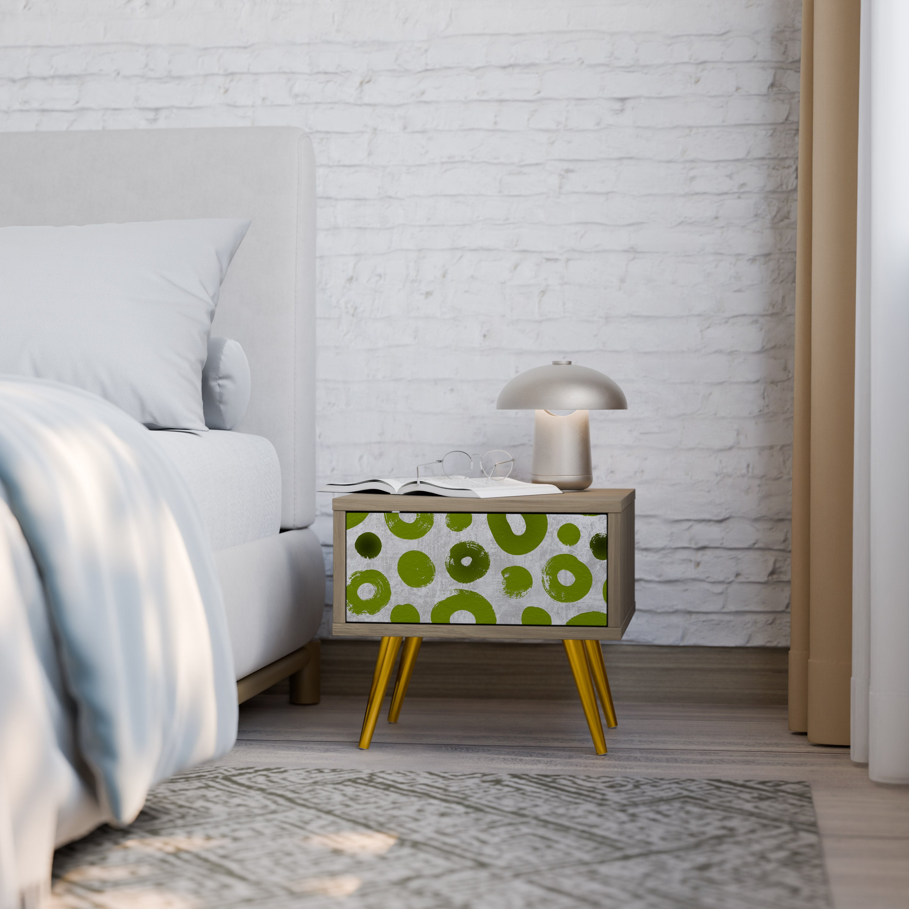 Mesita de noche GREEN RHAPSODY efecto roble