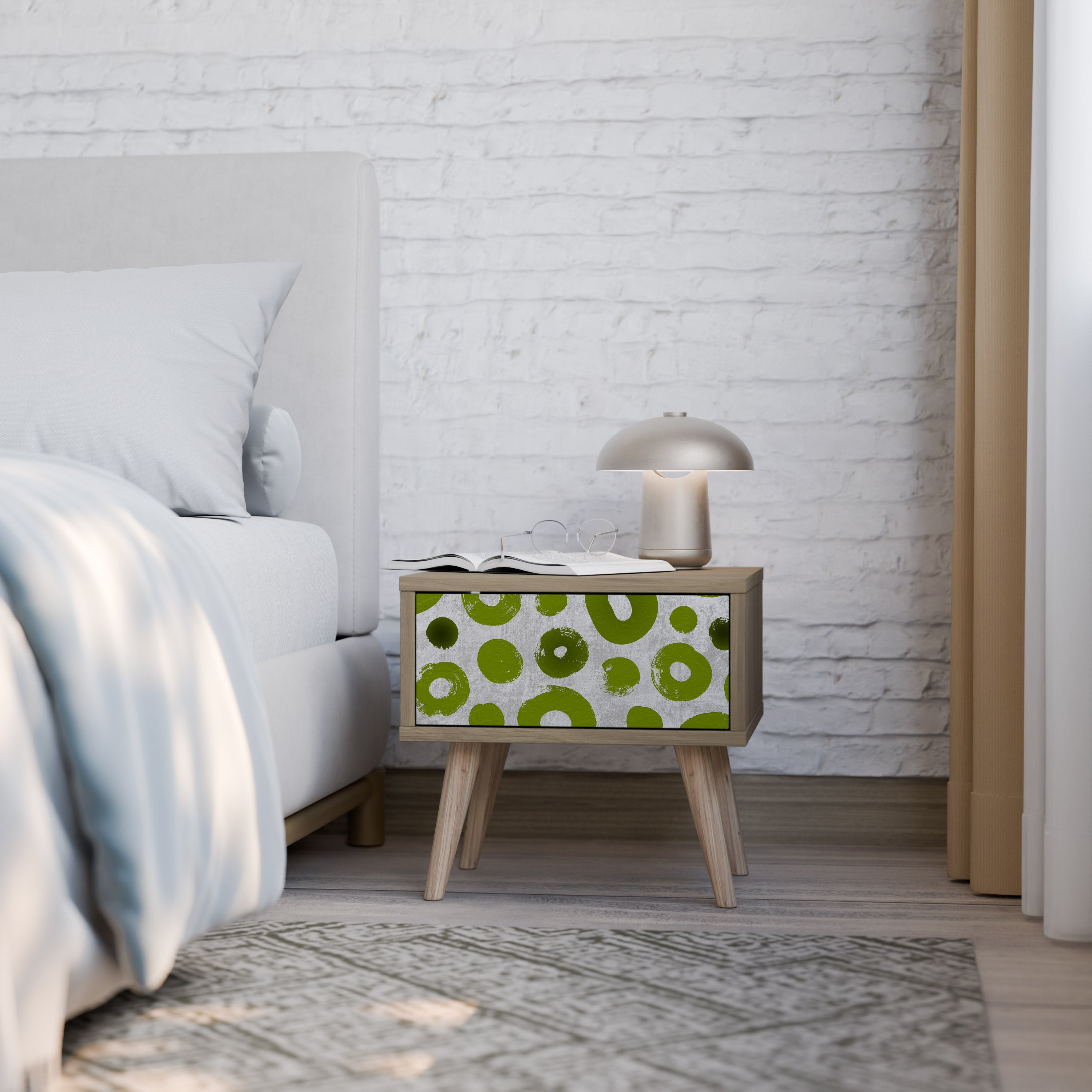 Mesita de noche GREEN RHAPSODY efecto roble