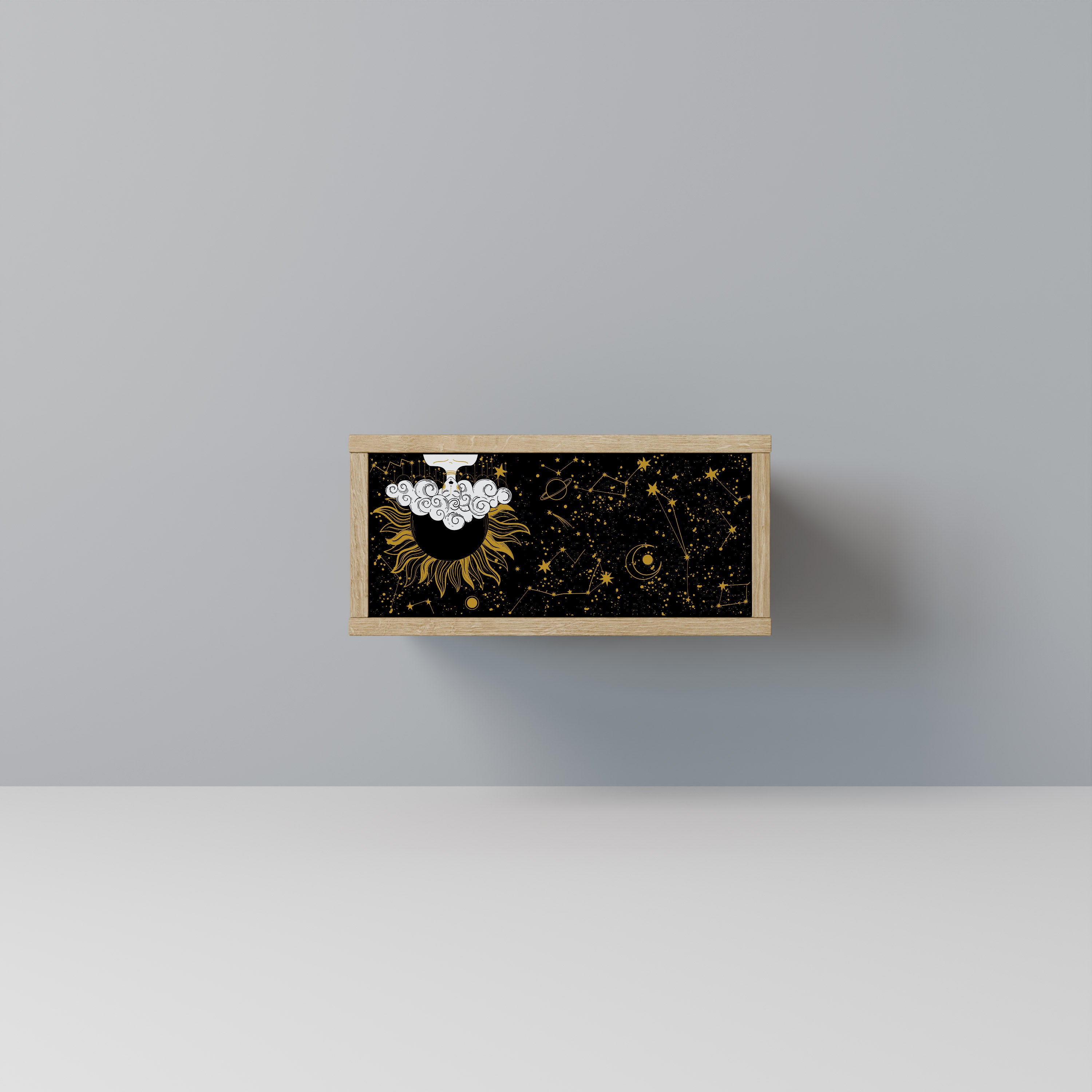 Mesita de noche STELLAR CONSTELLATIONS efecto roble