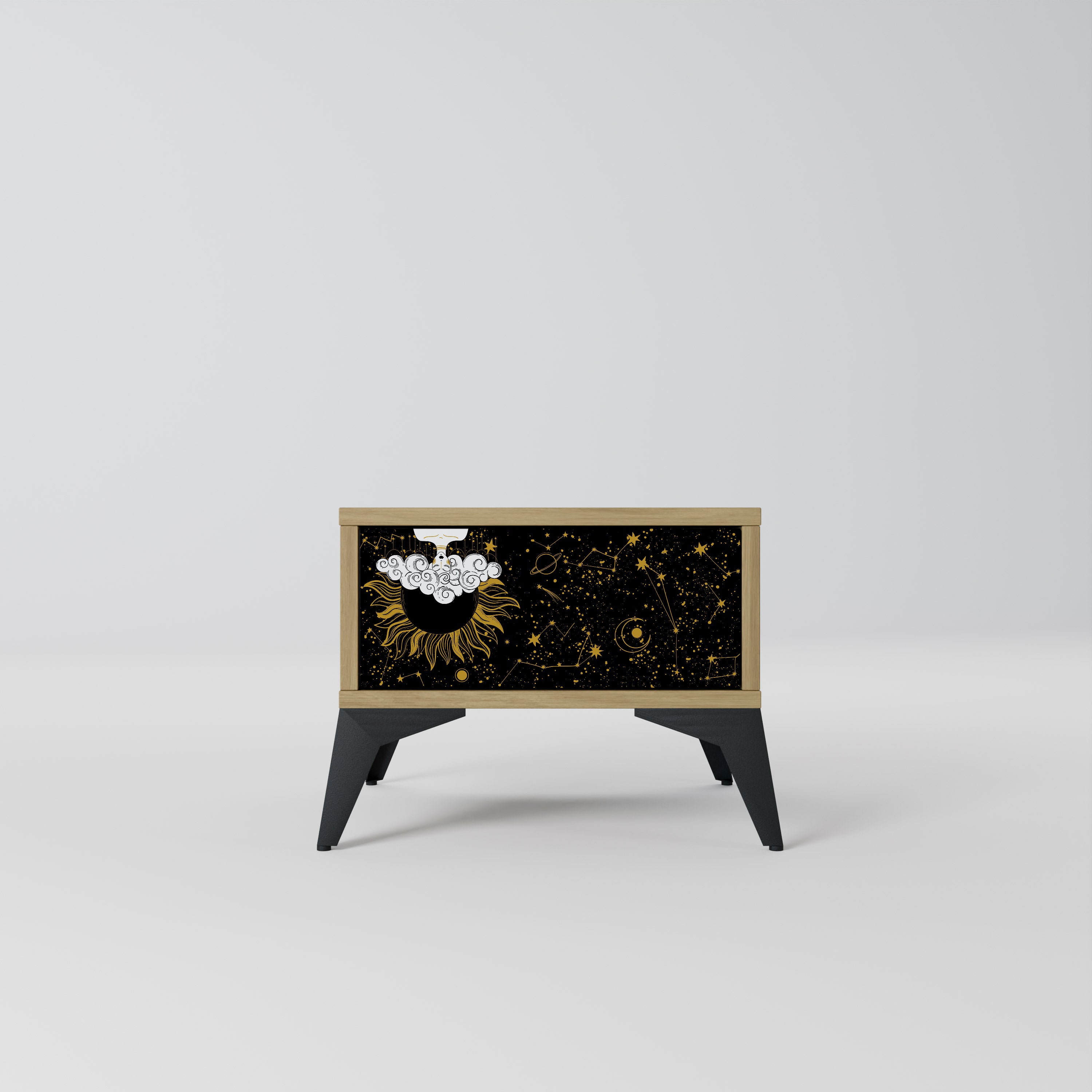 Mesita de noche STELLAR CONSTELLATIONS efecto roble