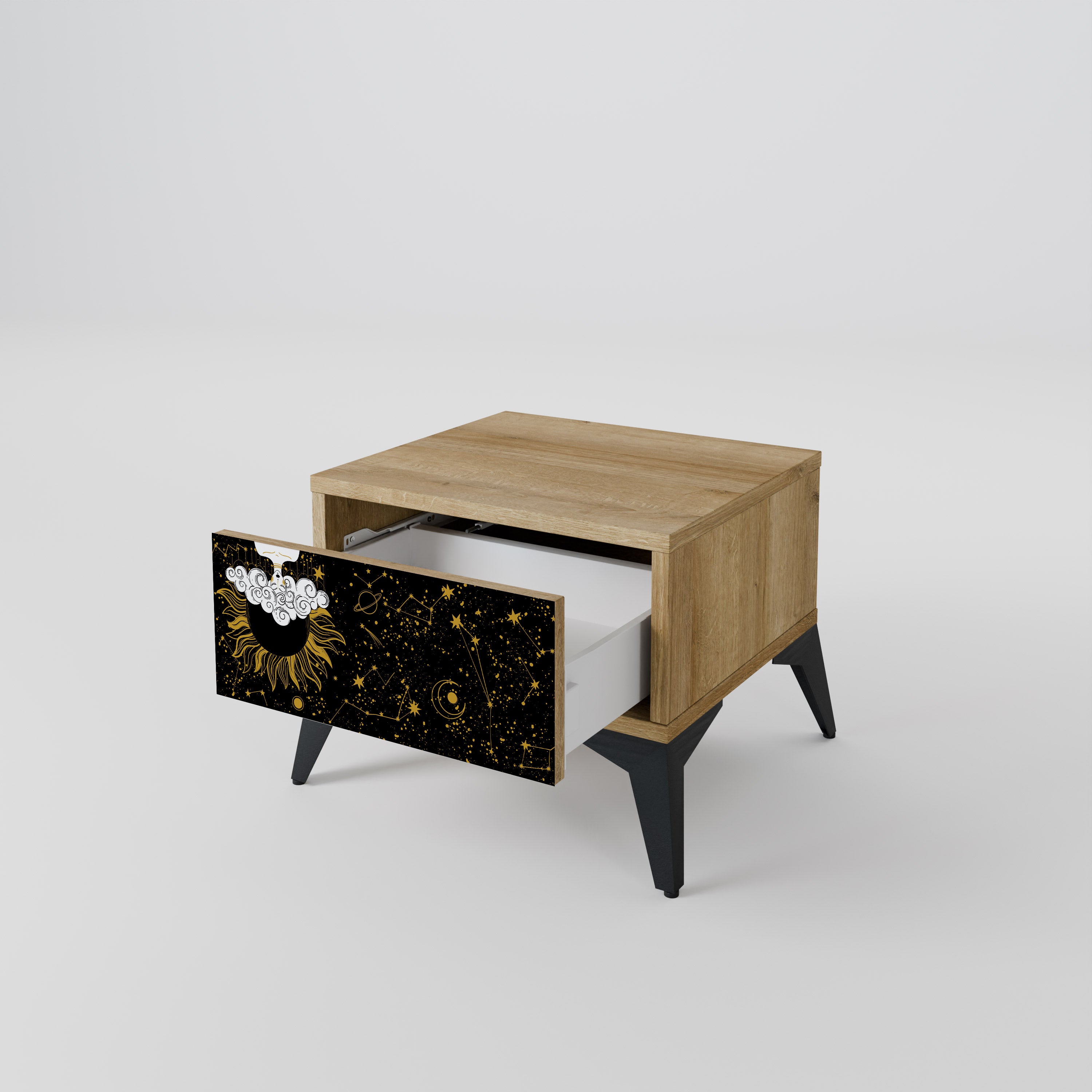 Mesita de noche STELLAR CONSTELLATIONS efecto roble