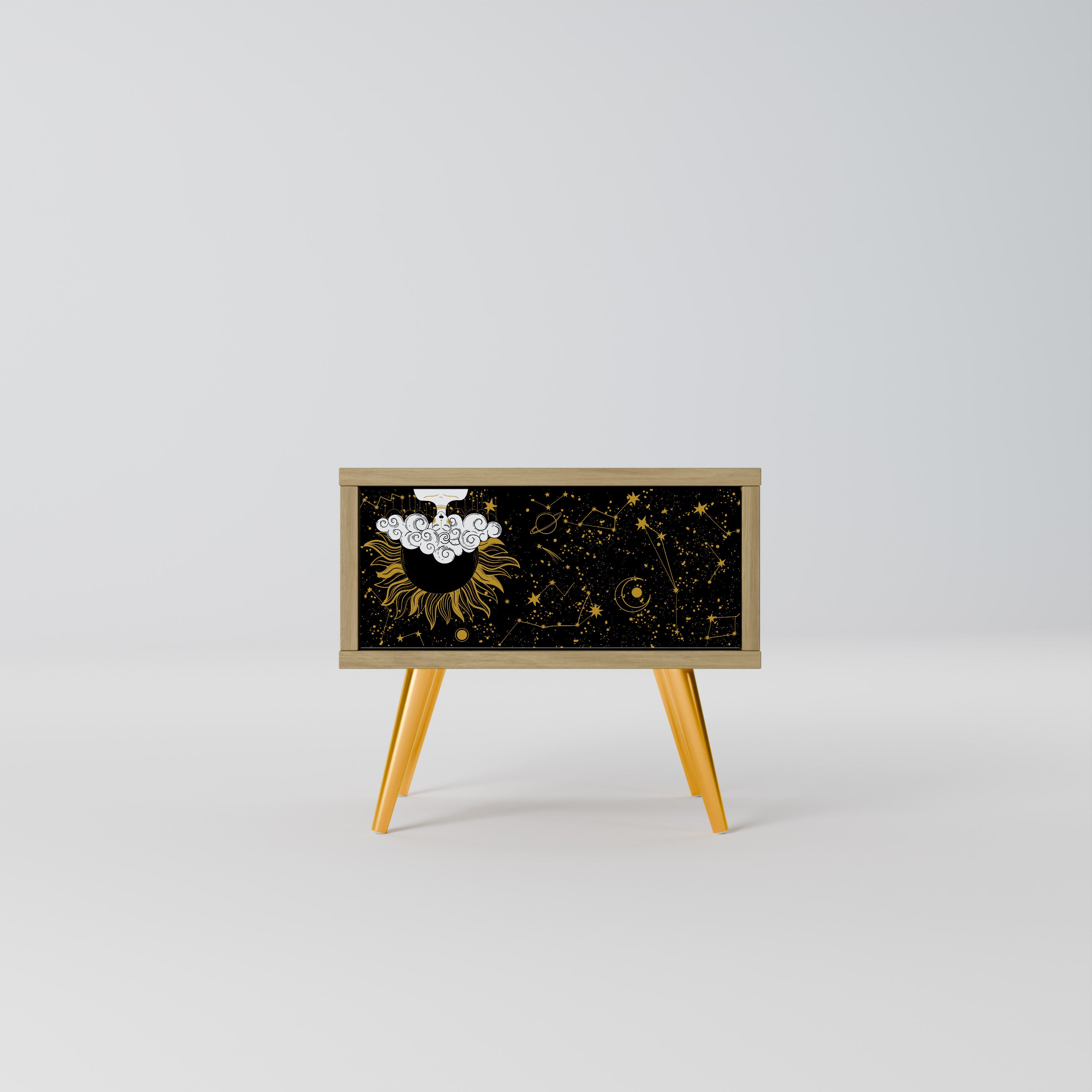 Mesita de noche STELLAR CONSTELLATIONS efecto roble