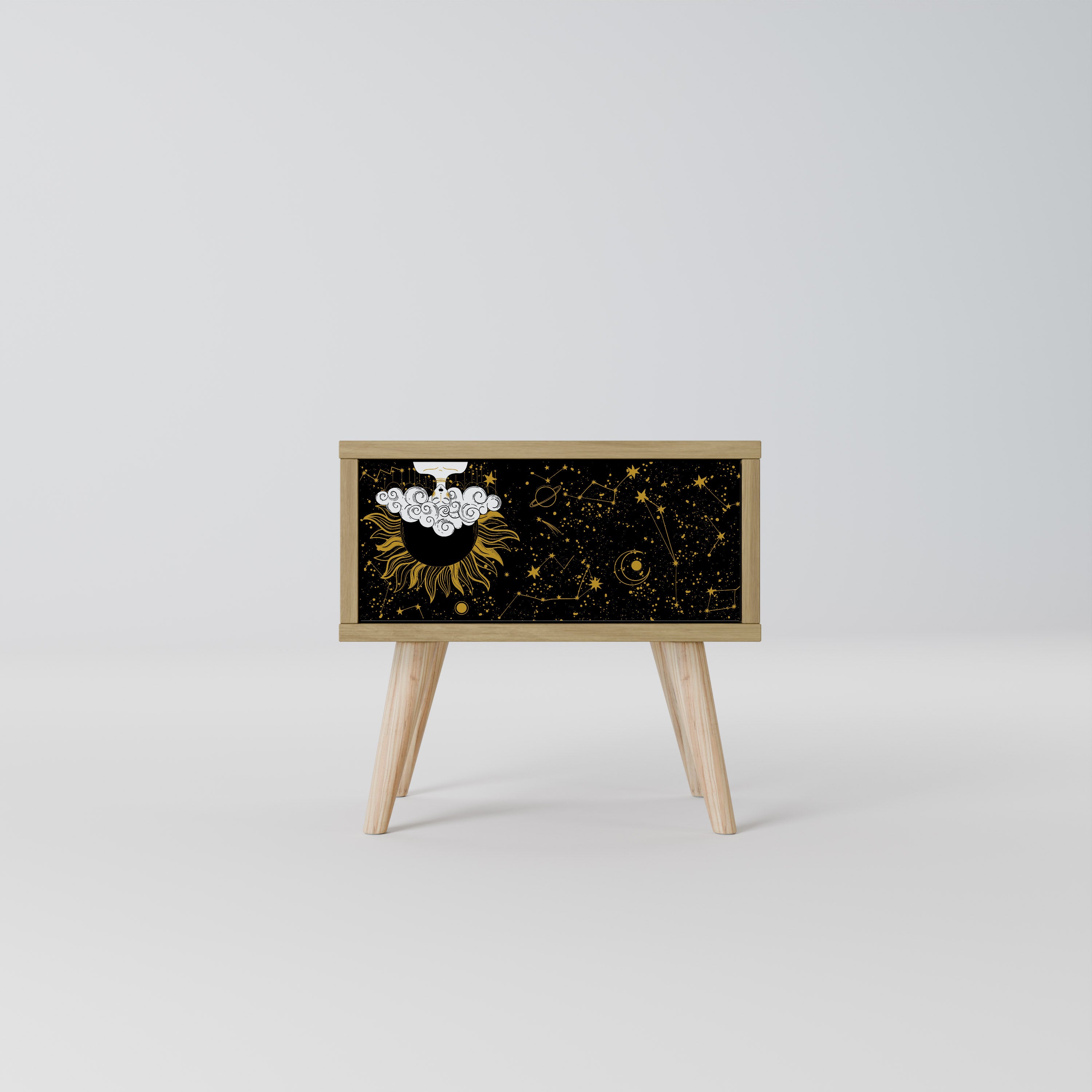 Mesita de noche STELLAR CONSTELLATIONS efecto roble