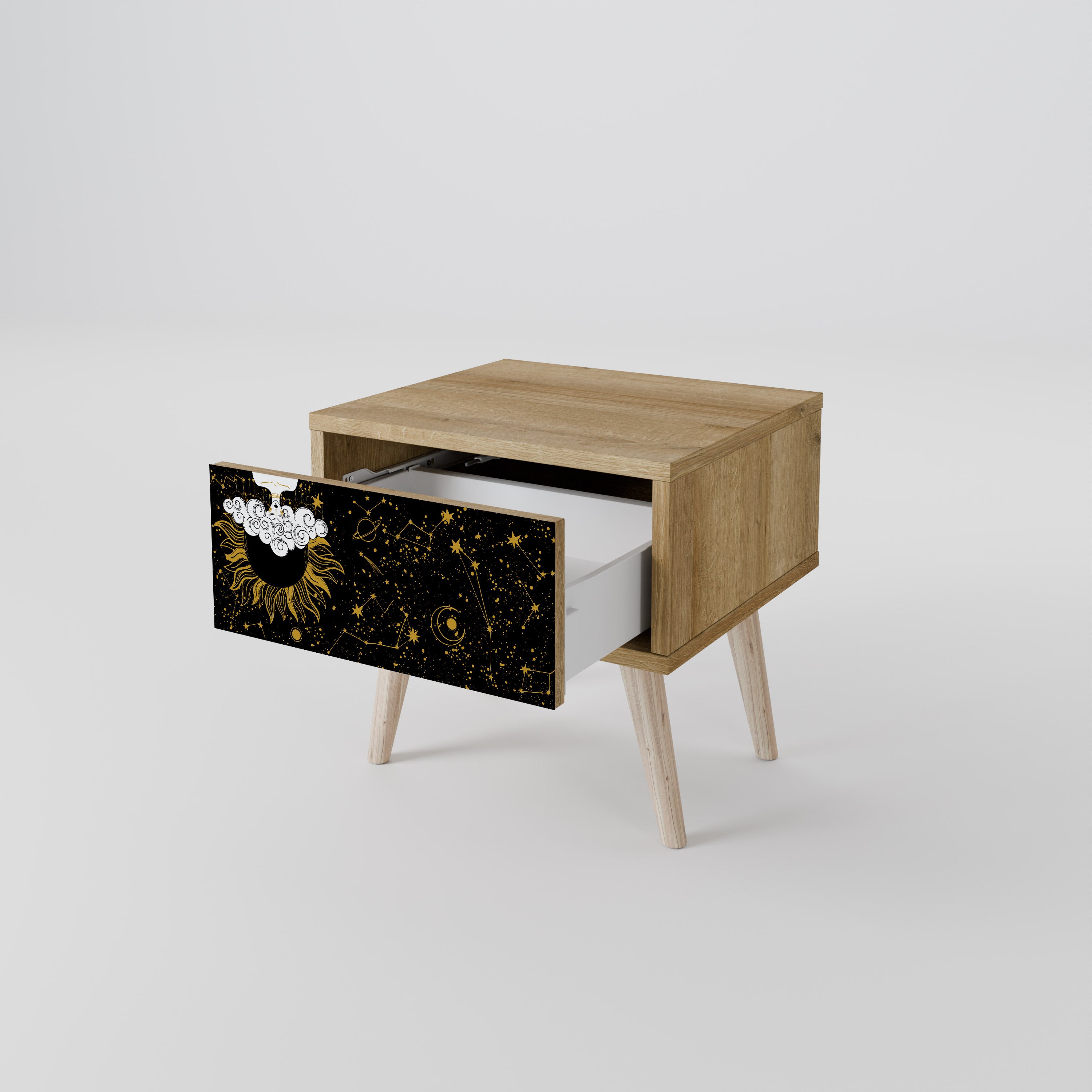 Mesita de noche STELLAR CONSTELLATIONS efecto roble
