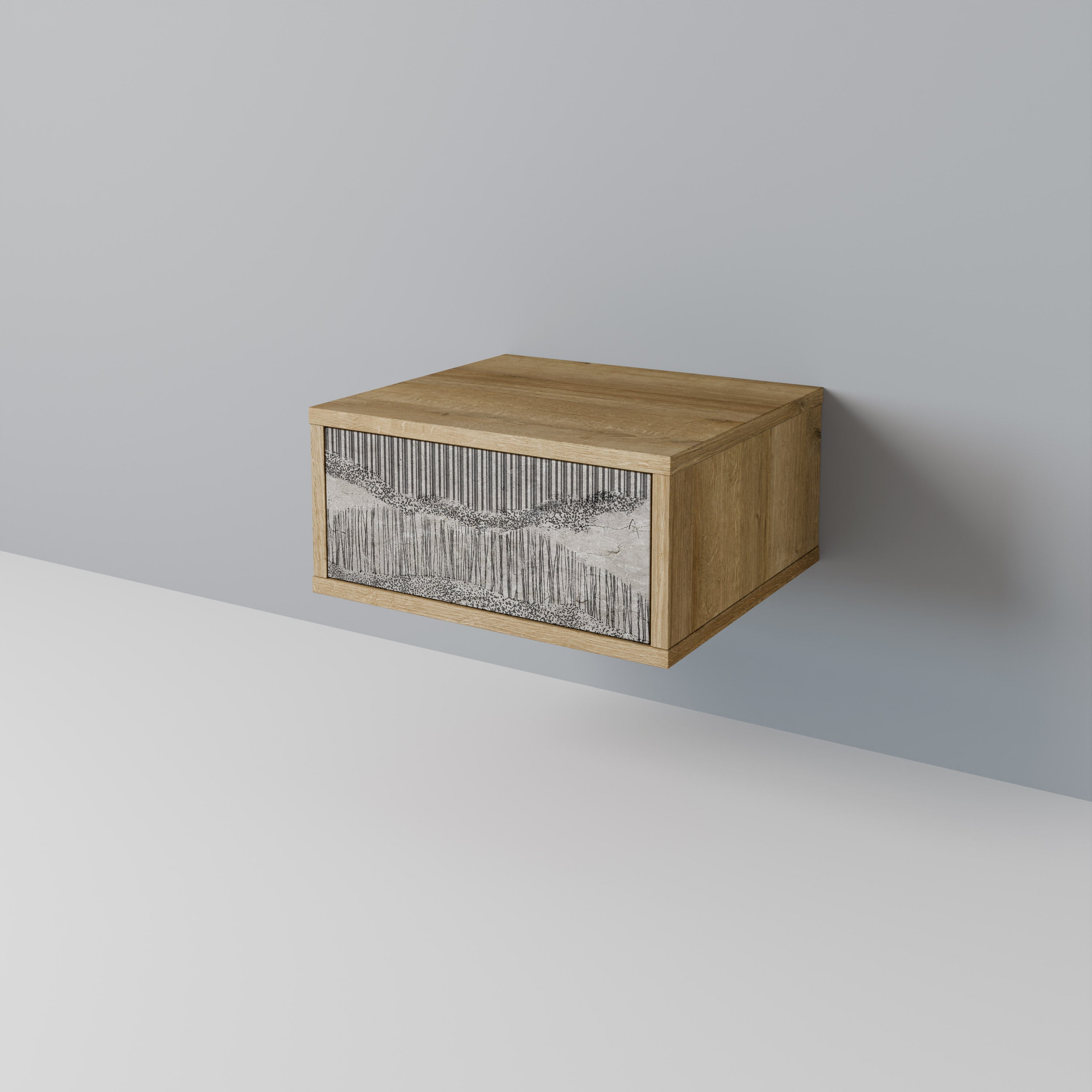 Mesita de noche GRAIN LINES efecto roble