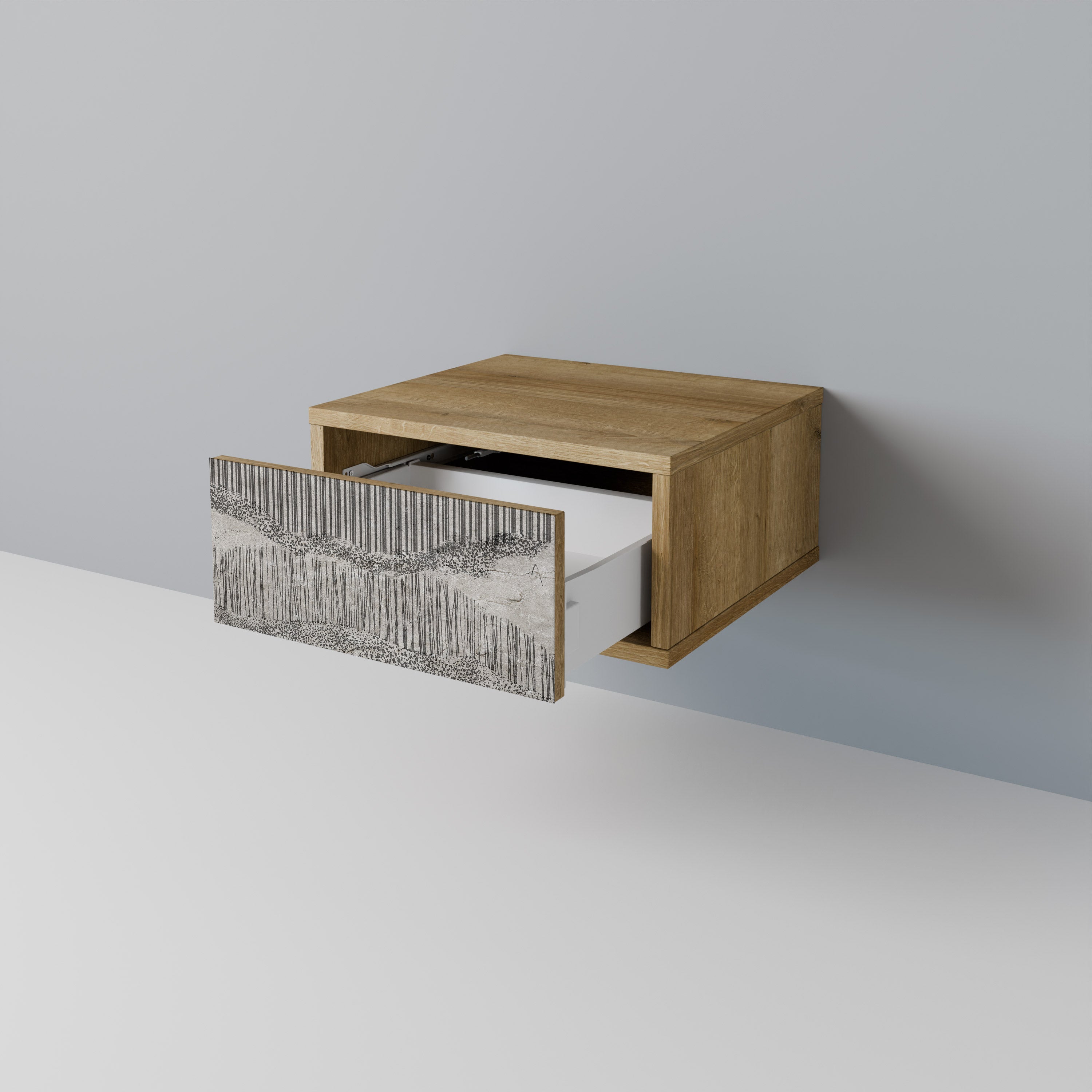 Mesita de noche GRAIN LINES efecto roble