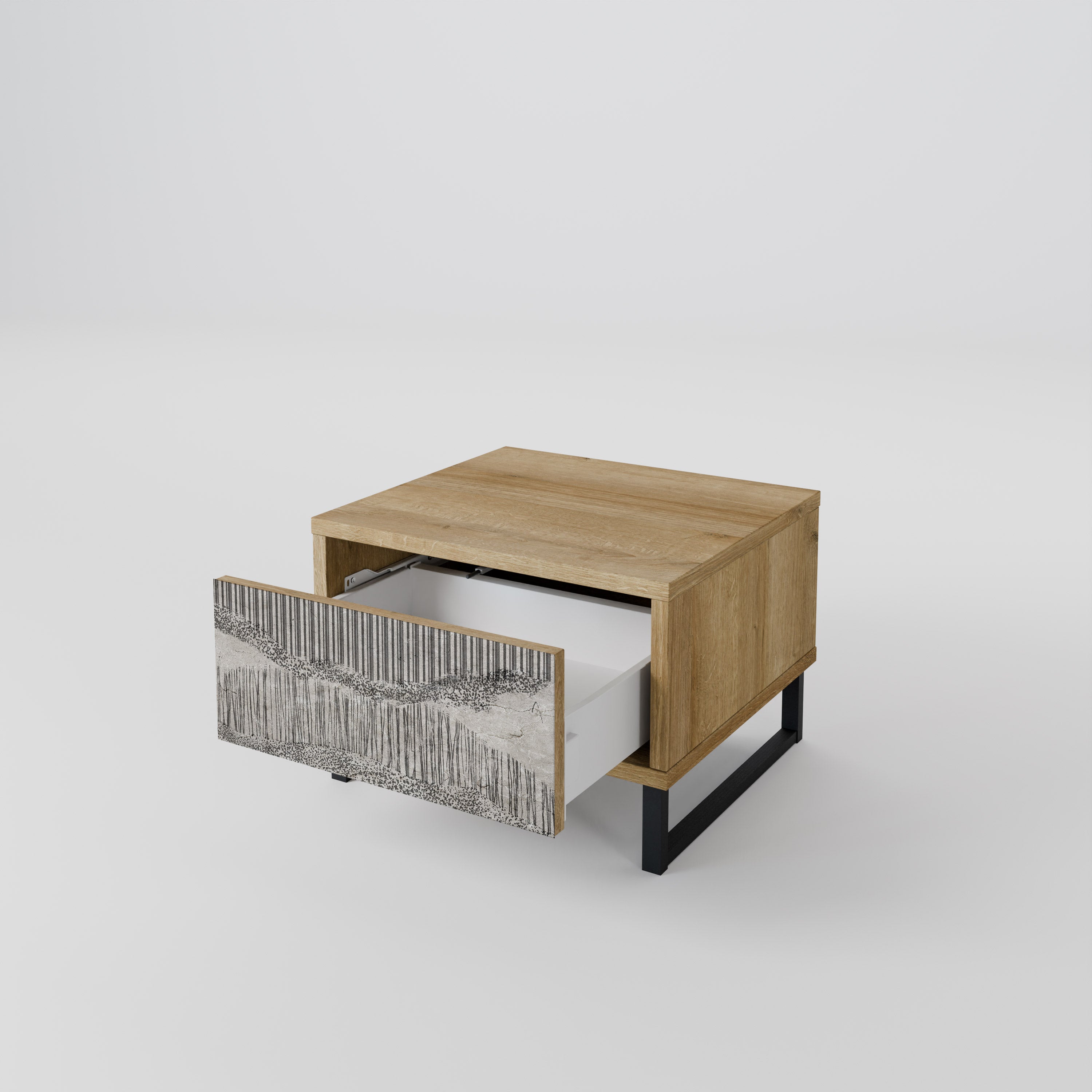 Mesita de noche GRAIN LINES efecto roble