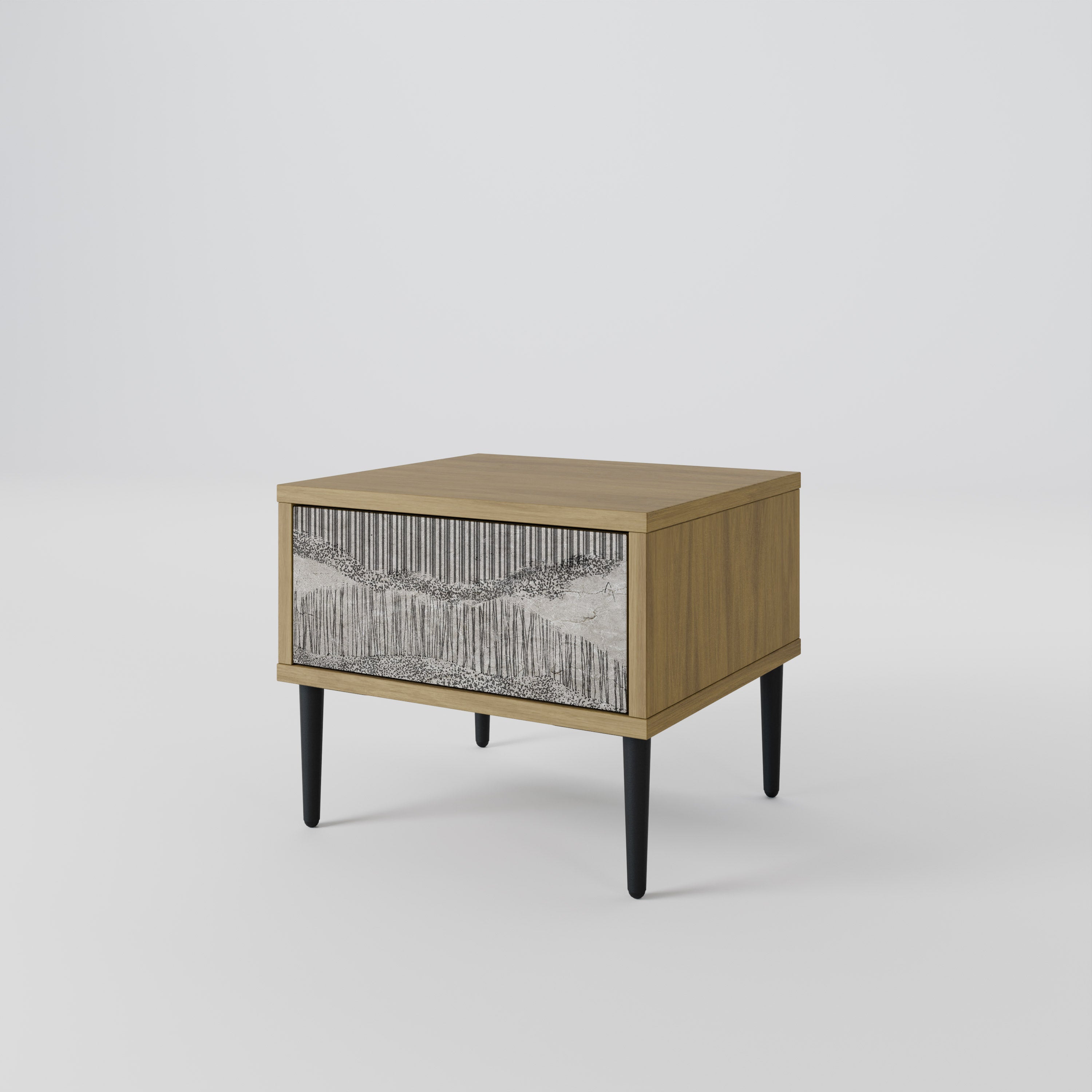 Mesita de noche GRAIN LINES efecto roble