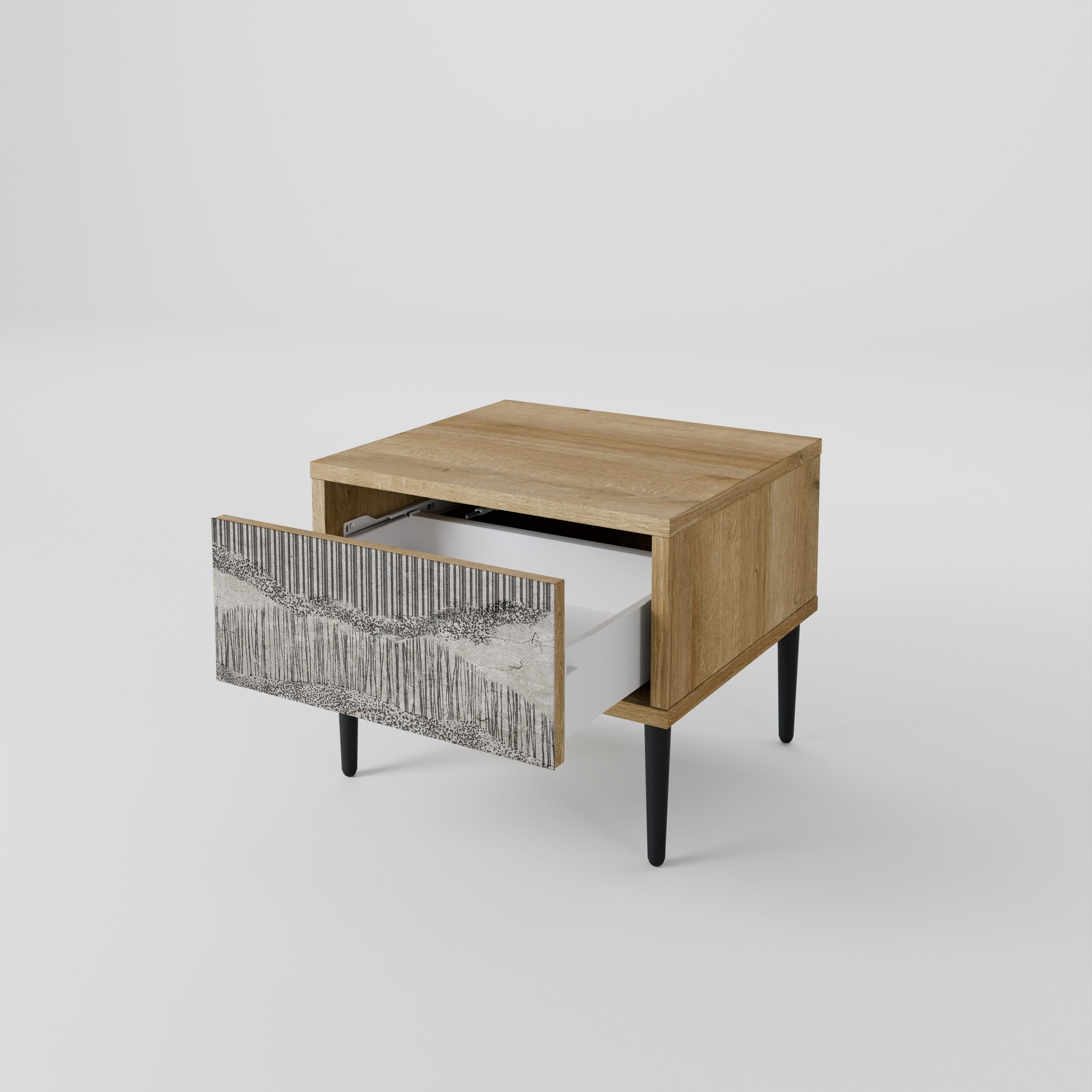 Mesita de noche GRAIN LINES efecto roble