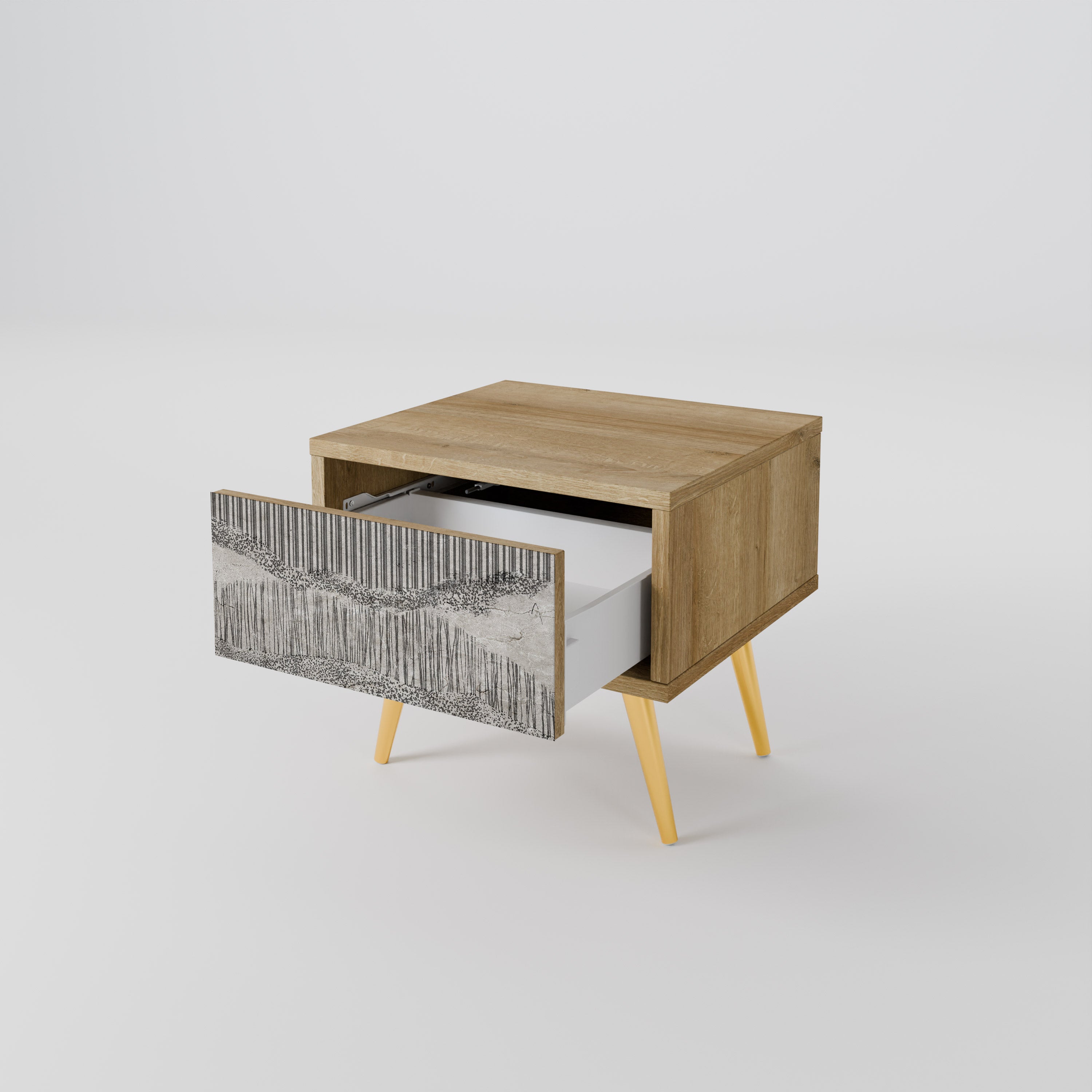 Mesita de noche GRAIN LINES efecto roble