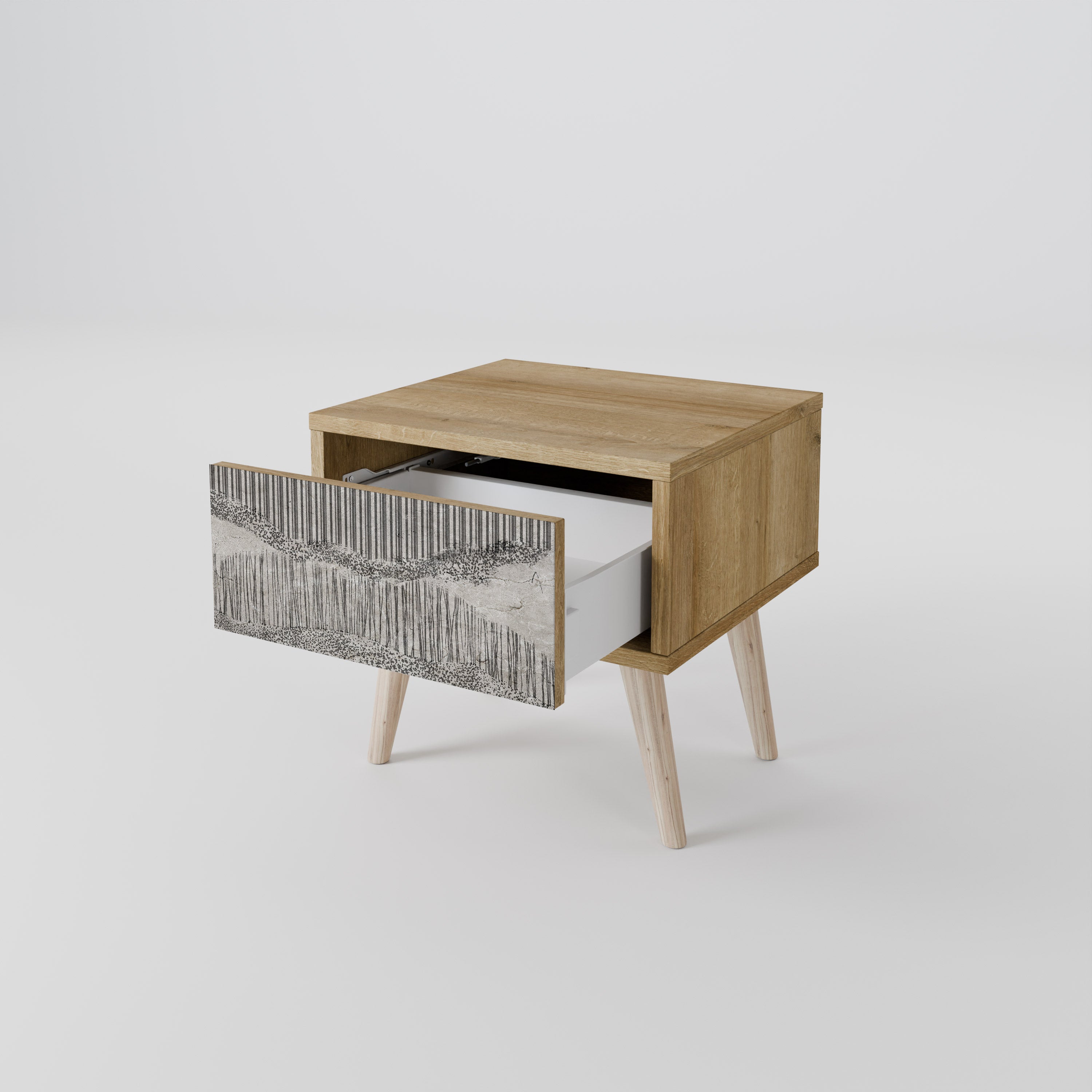Mesita de noche GRAIN LINES efecto roble