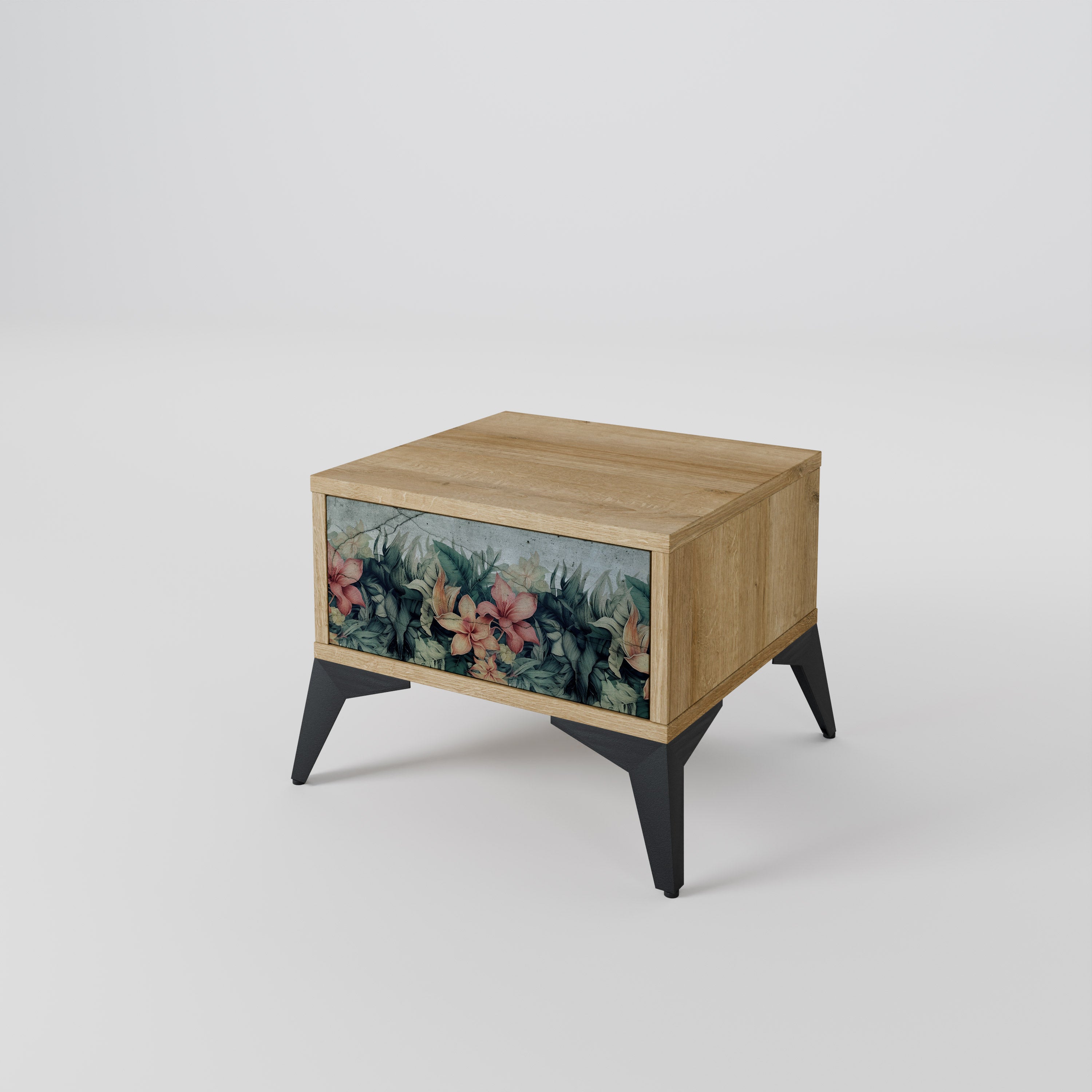 Mesita de noche HEAVENLY BLOOM en efecto roble