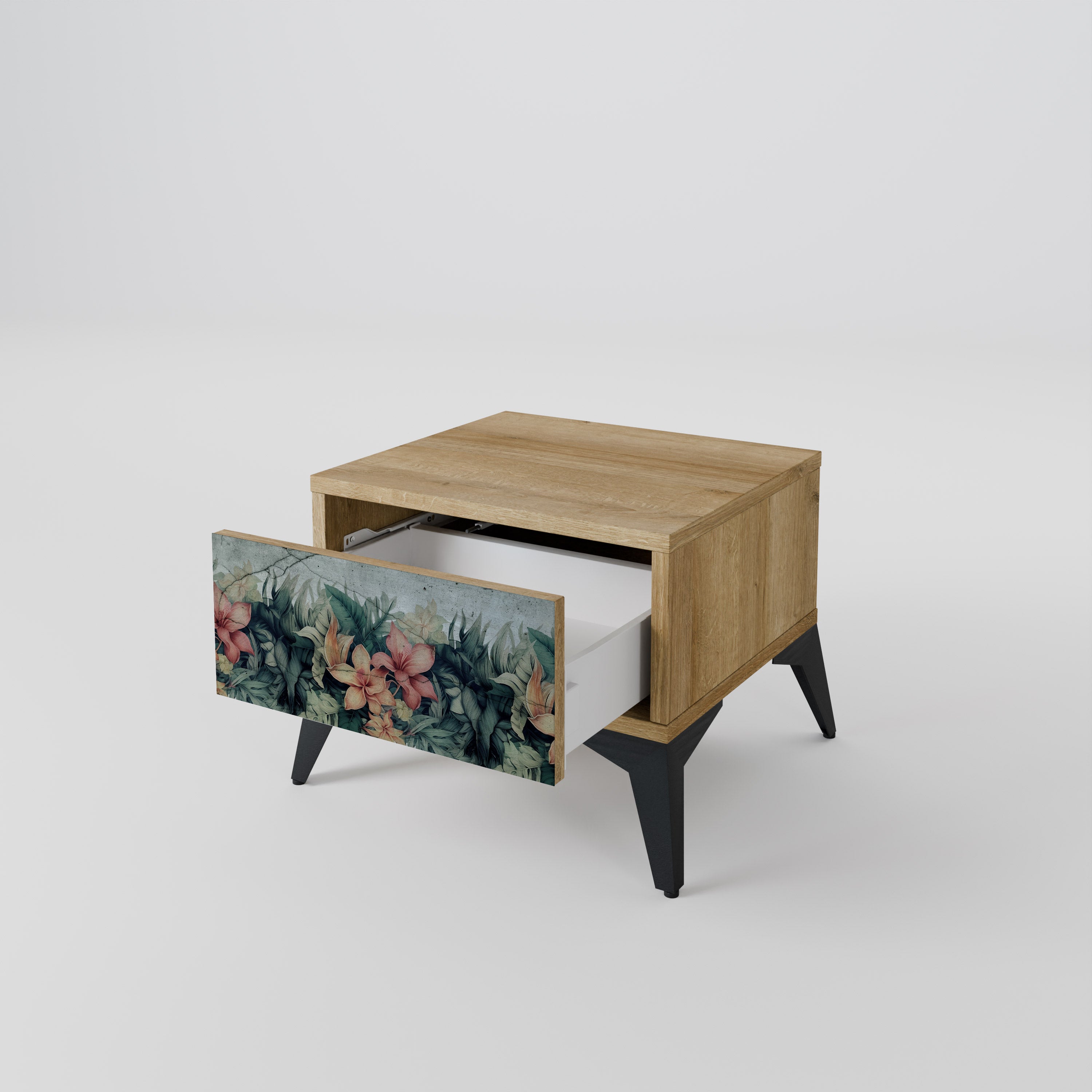 Mesita de noche HEAVENLY BLOOM en efecto roble