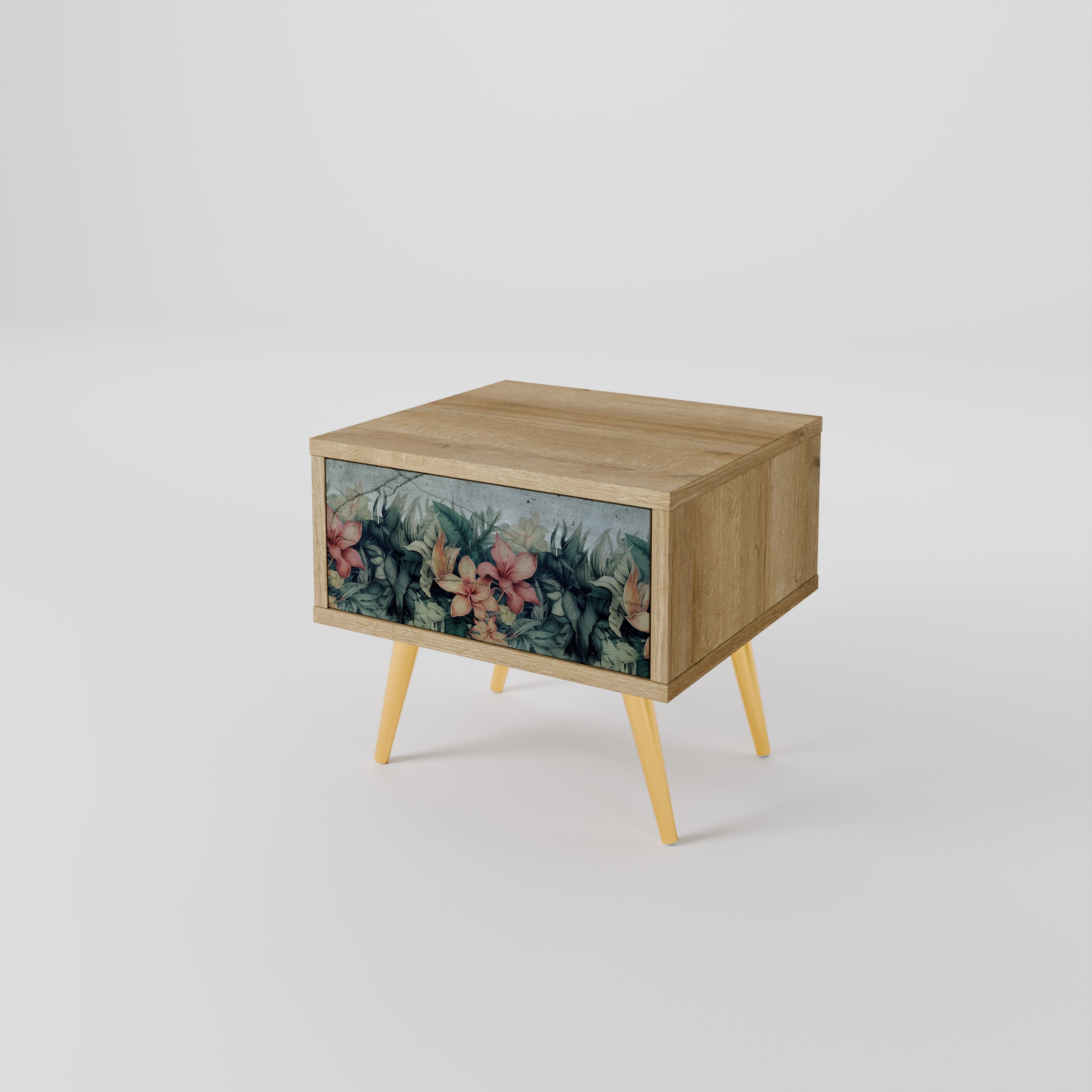 Mesita de noche HEAVENLY BLOOM en efecto roble