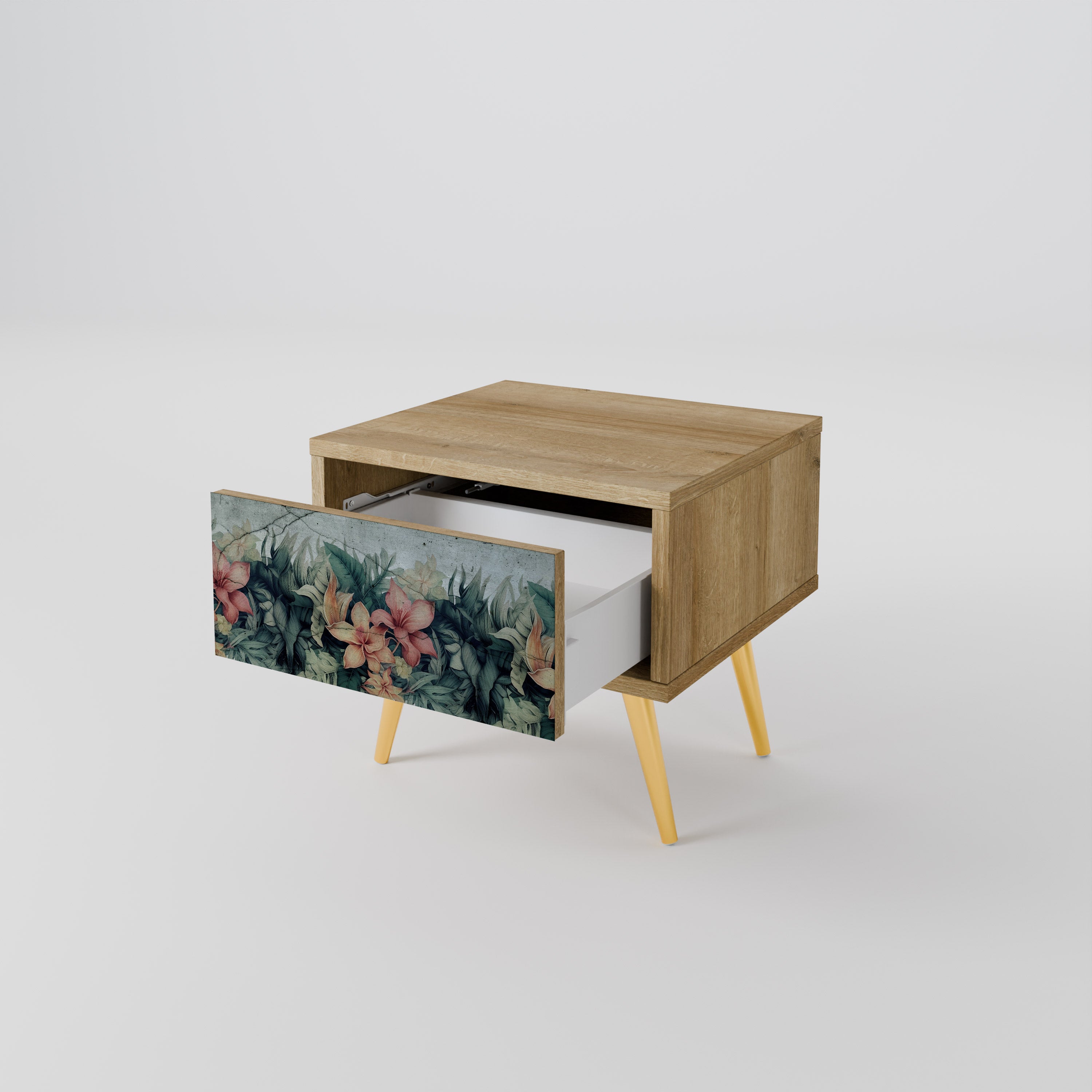 Mesita de noche HEAVENLY BLOOM en efecto roble