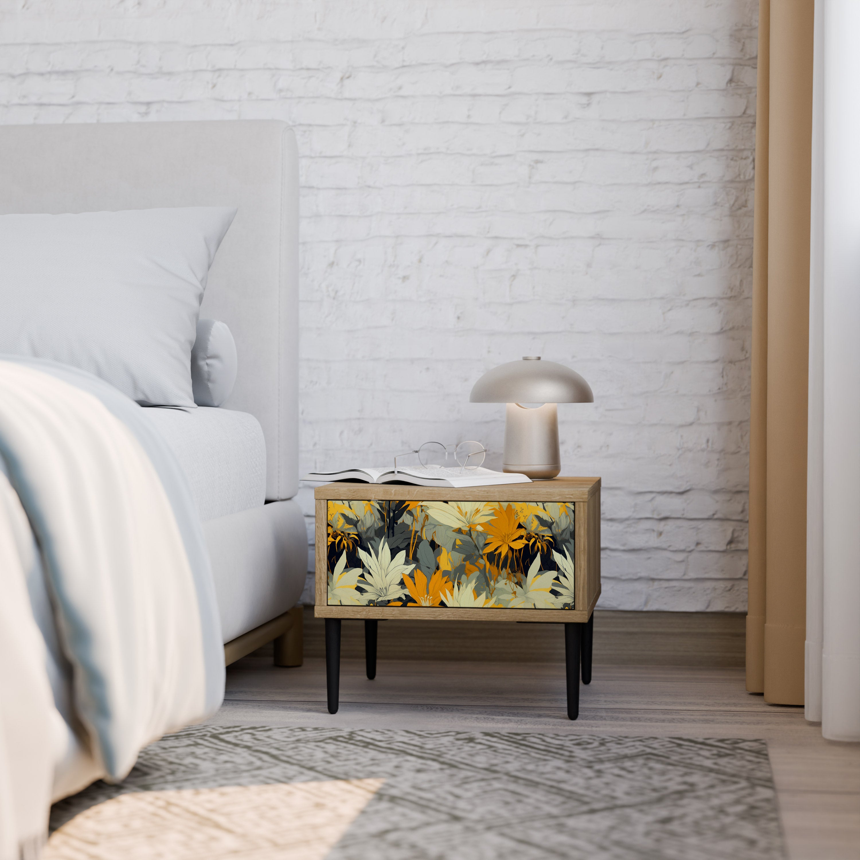 Mesita de noche SUNKISSED LILY en efecto roble