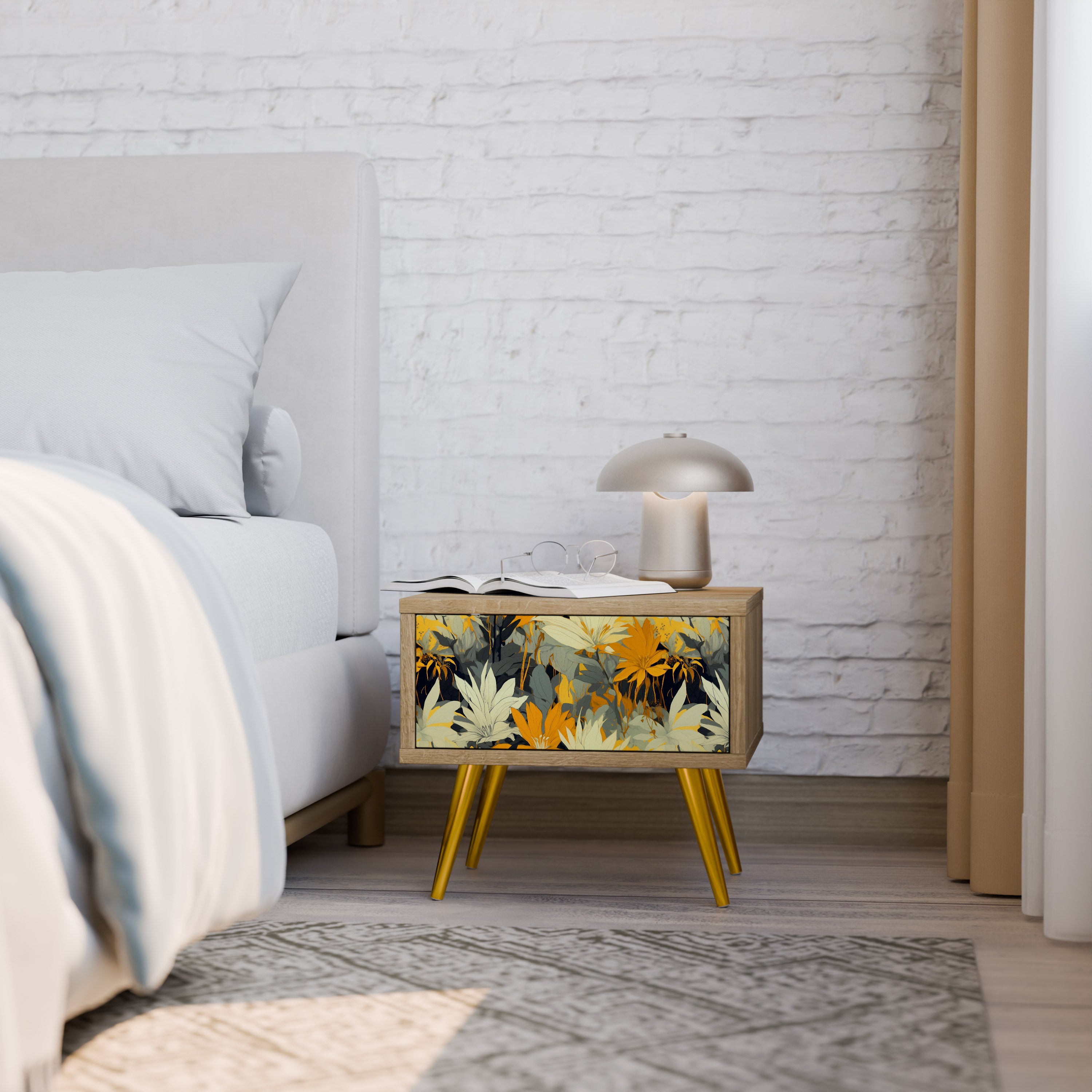 Mesita de noche SUNKISSED LILY en efecto roble