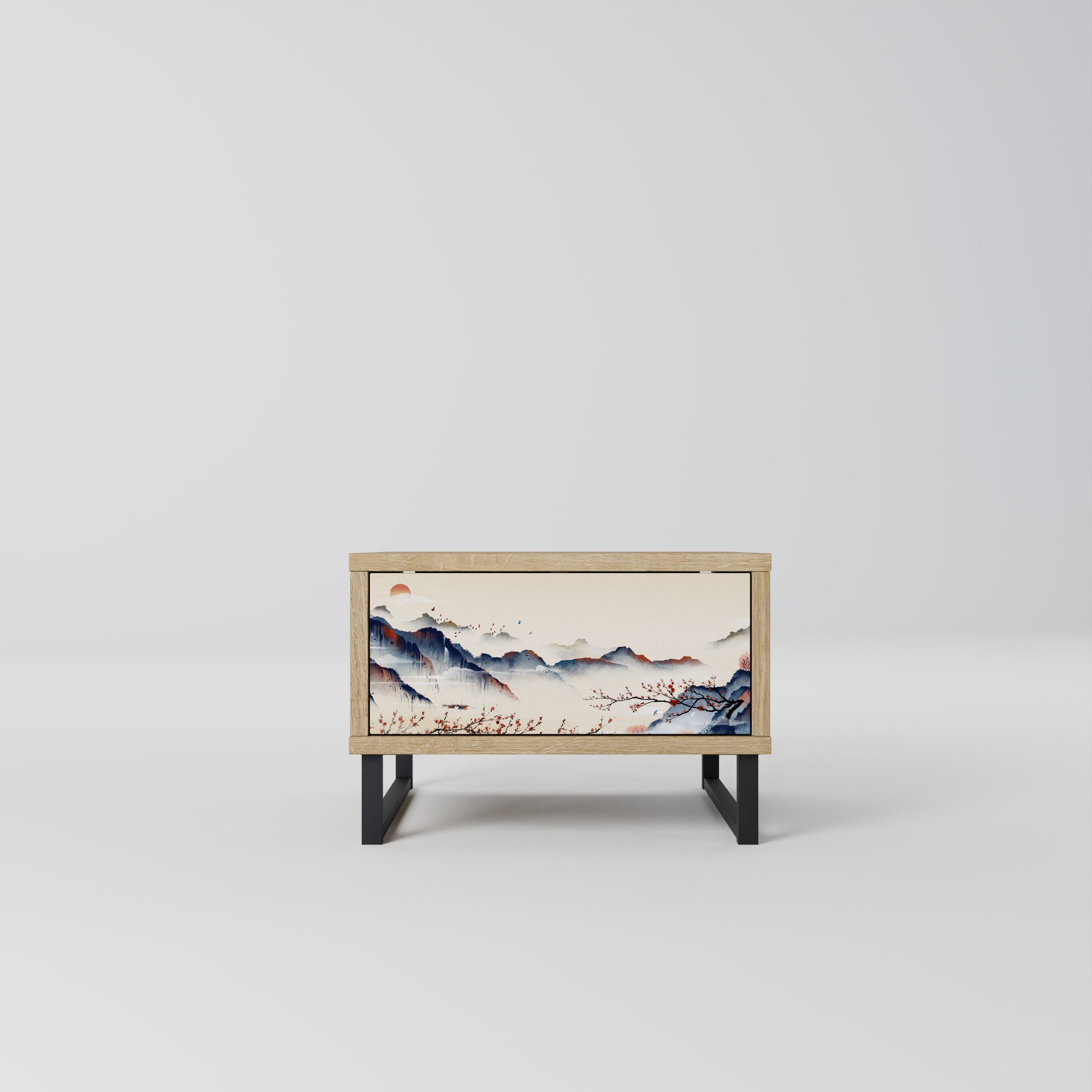 Mesita de noche efecto roble PAISAJE JAPONÉS