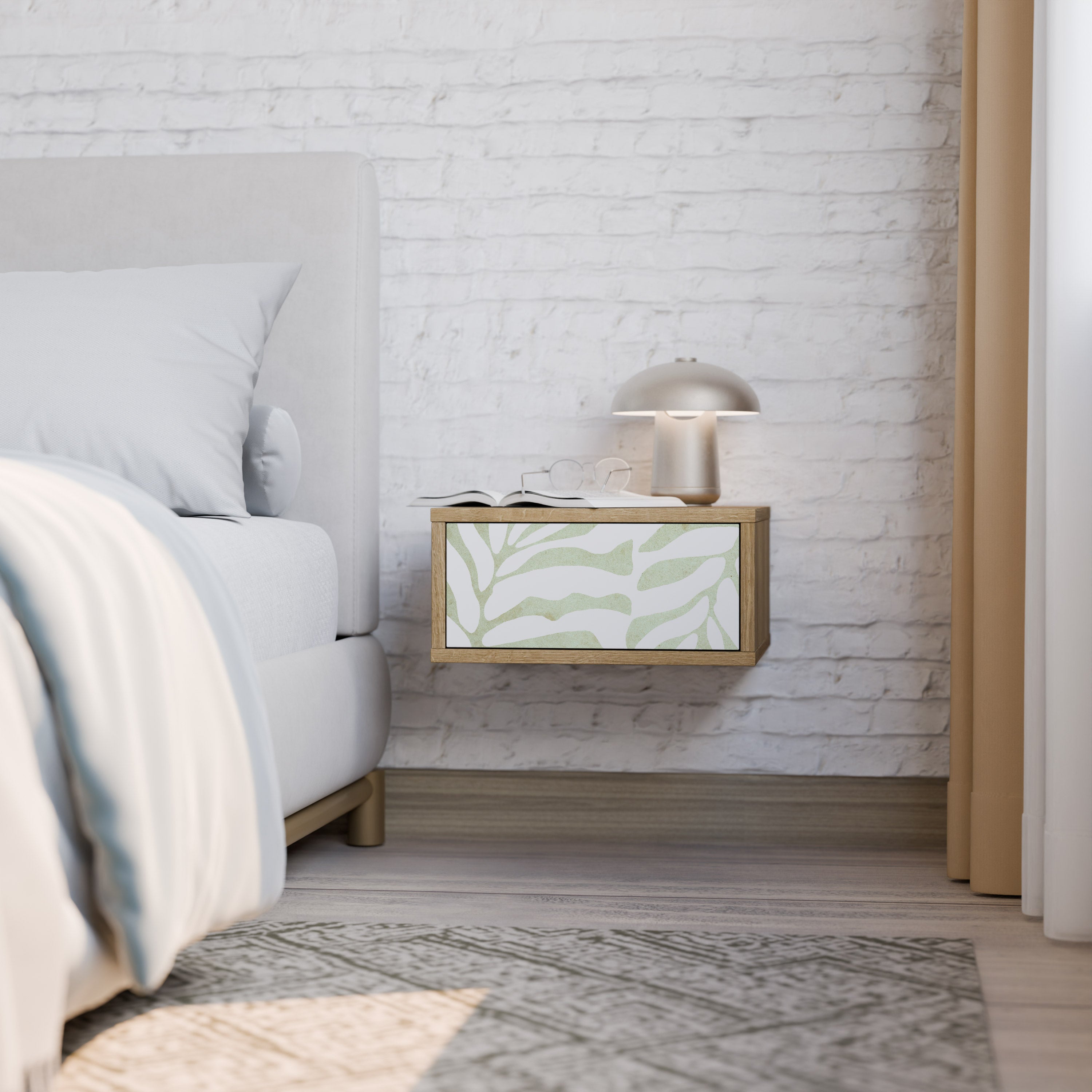 Mesita de noche BOTANICAL SPARK efecto roble