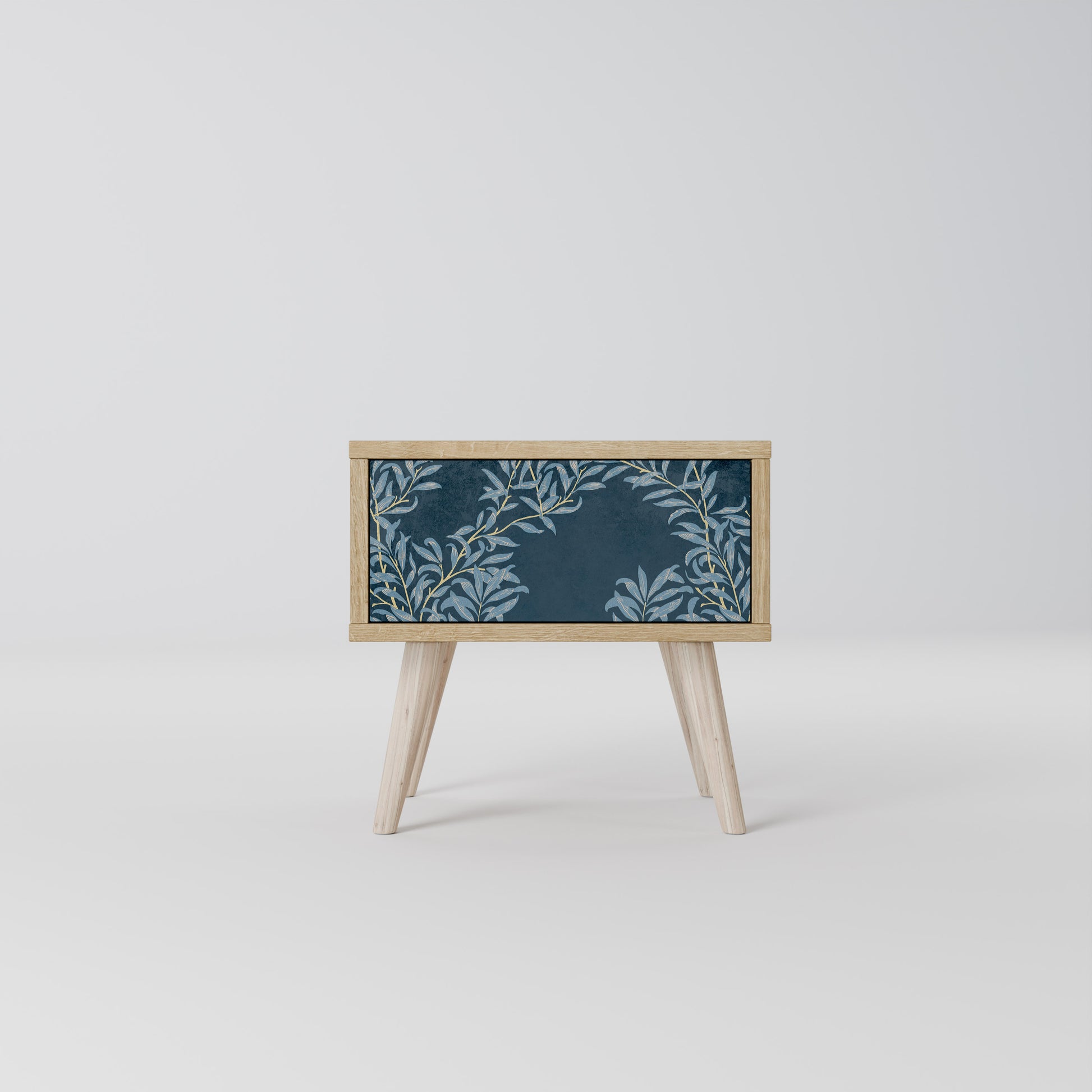 Mesita de noche BLUE LEAVES efecto roble