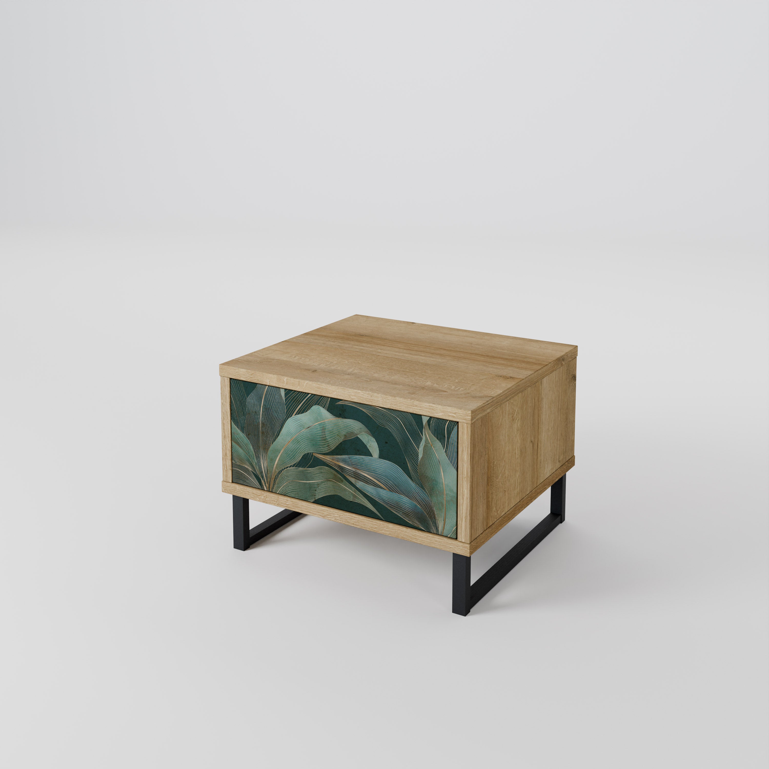 Mesita de noche ROYAL GREEN efecto roble