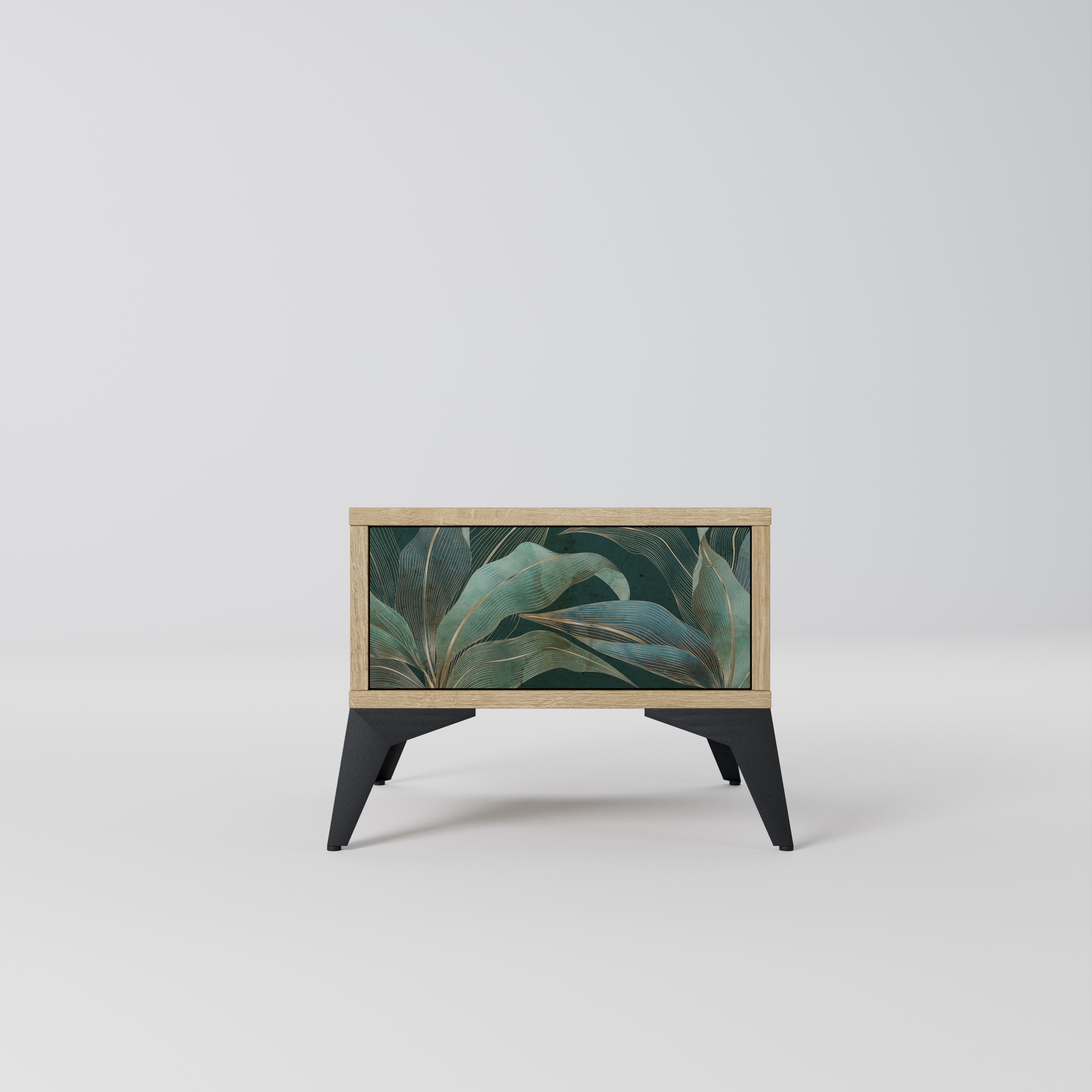 Mesita de noche ROYAL GREEN efecto roble
