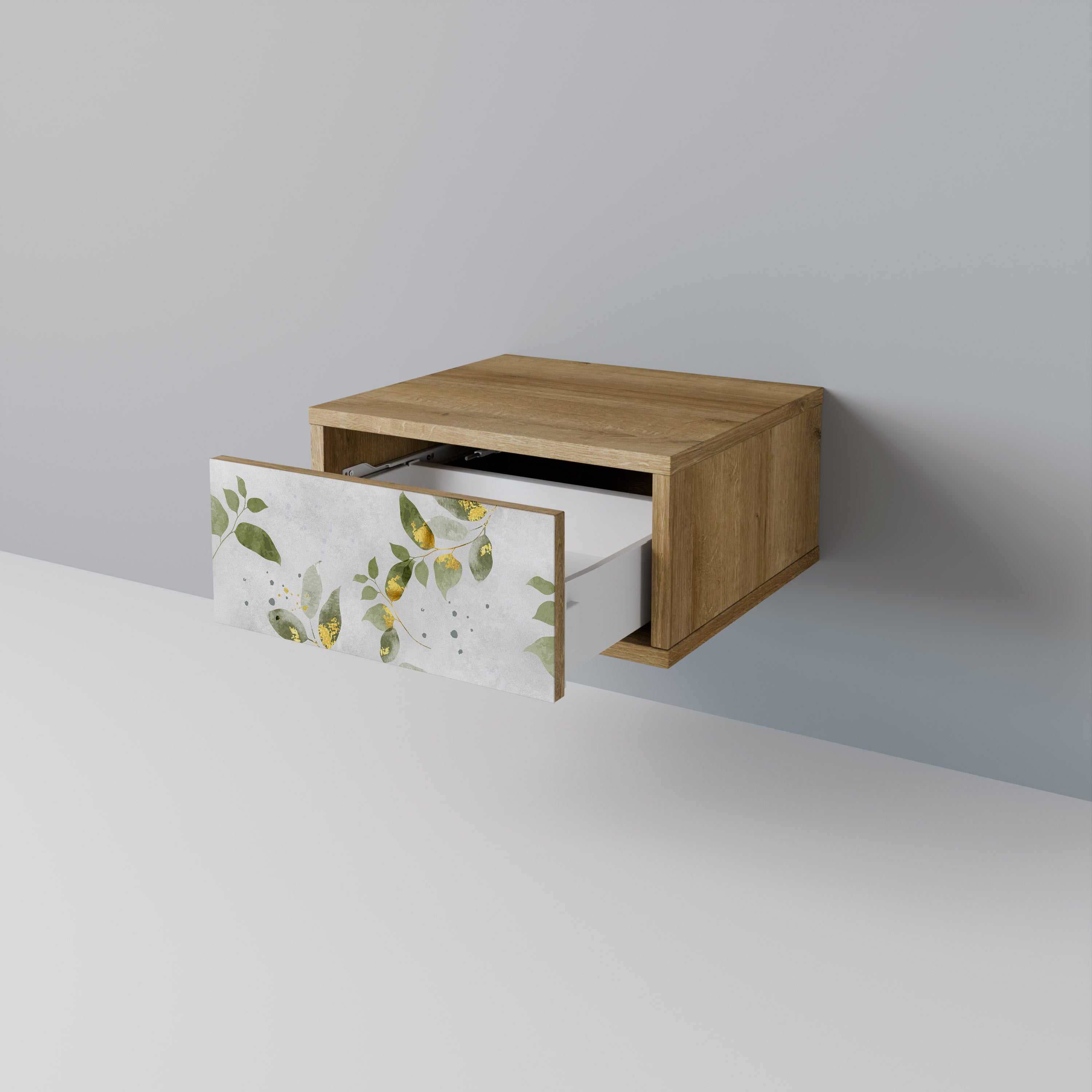 Mesita de noche ELEGANT BOTANICS efecto roble