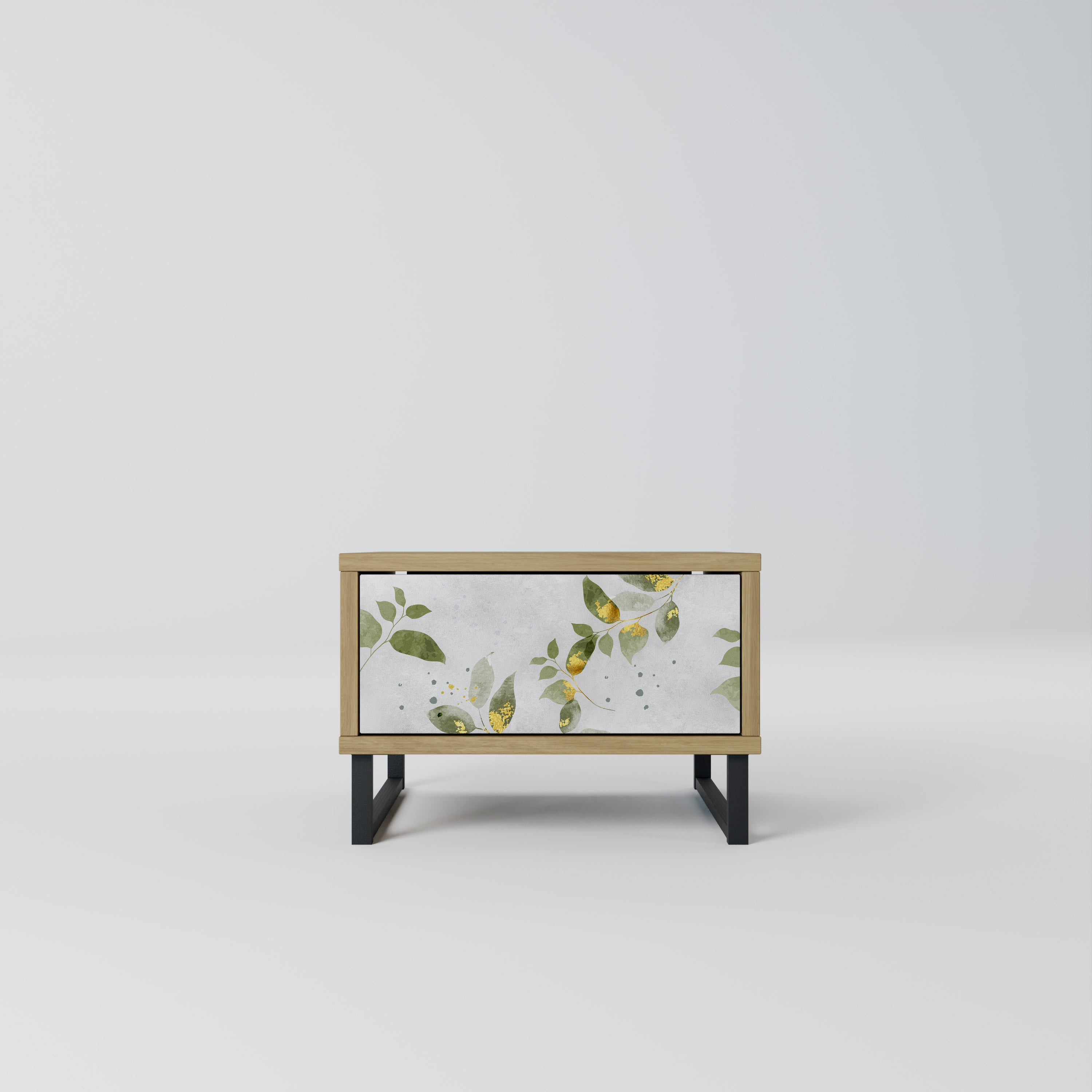 Mesita de noche ELEGANT BOTANICS efecto roble