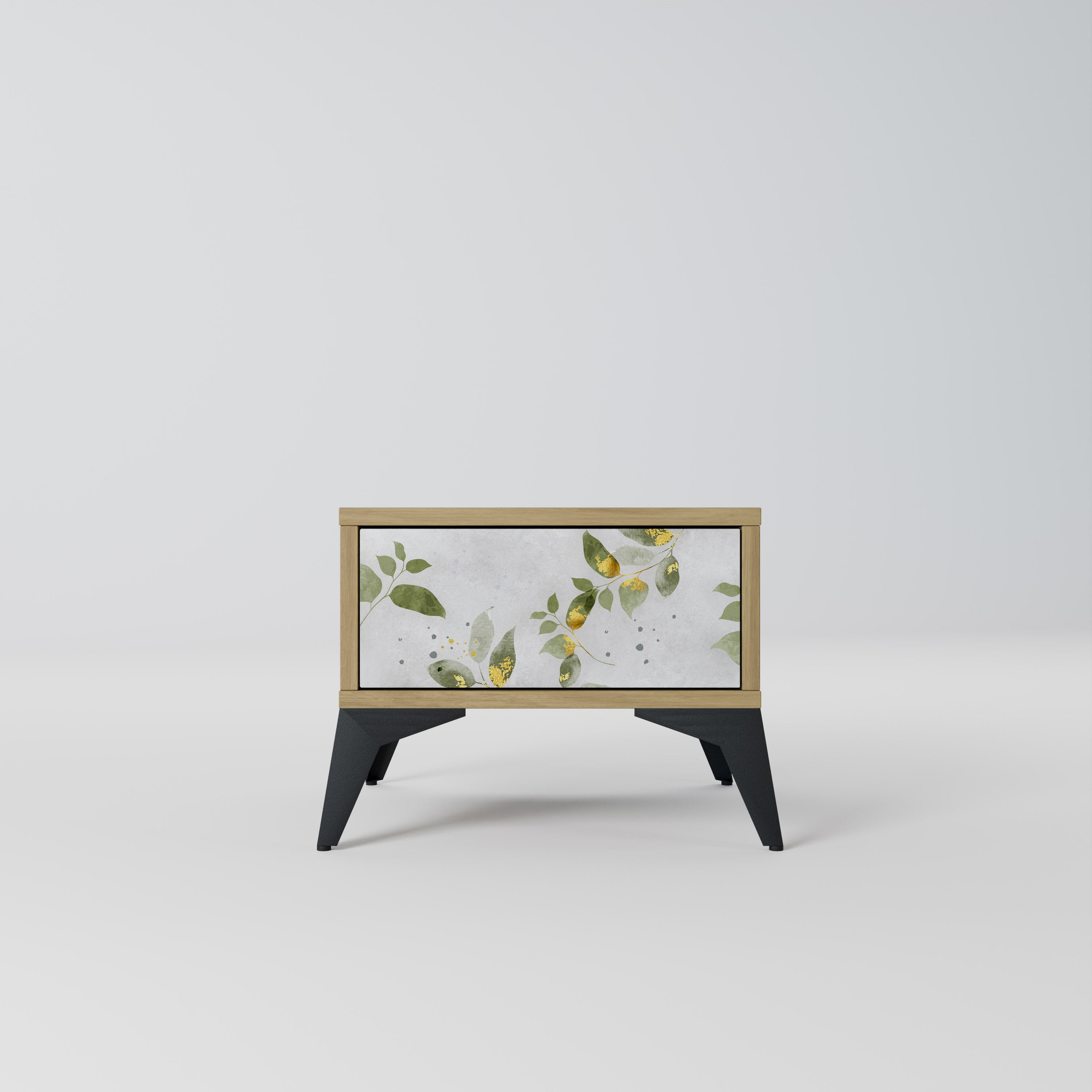 Mesita de noche ELEGANT BOTANICS efecto roble