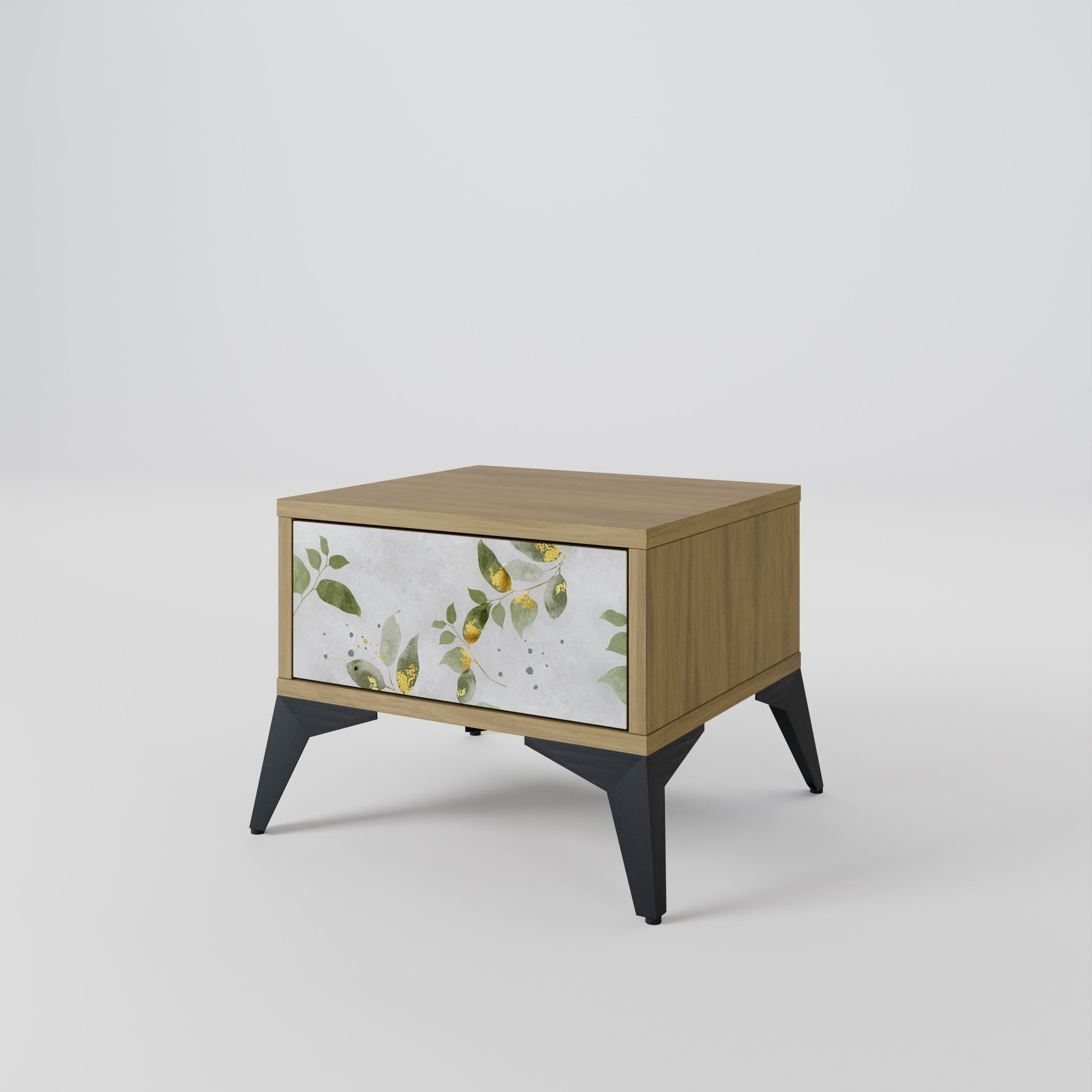 Mesita de noche ELEGANT BOTANICS efecto roble