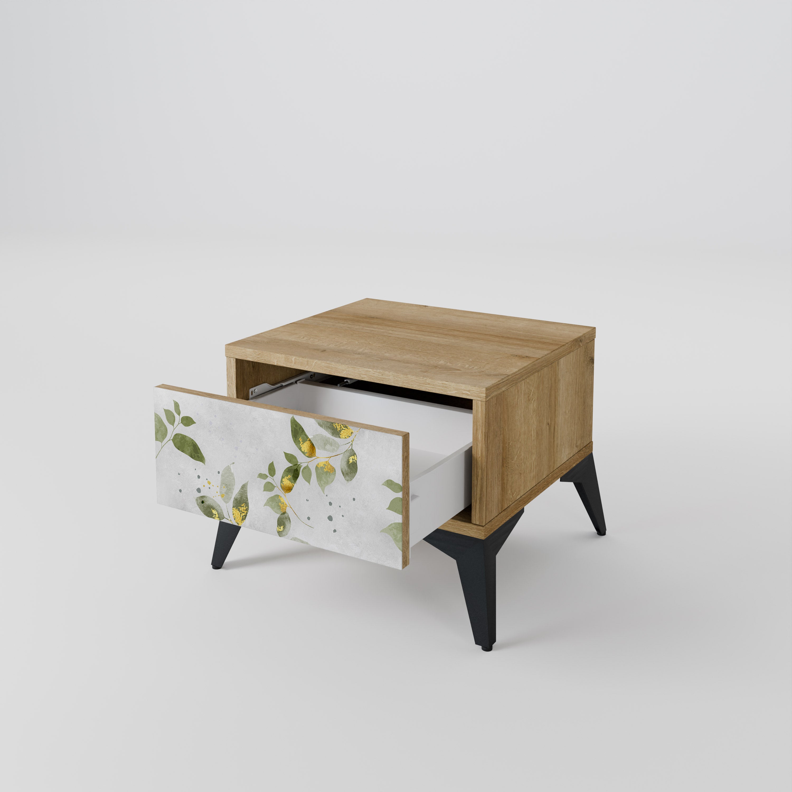 Mesita de noche ELEGANT BOTANICS efecto roble