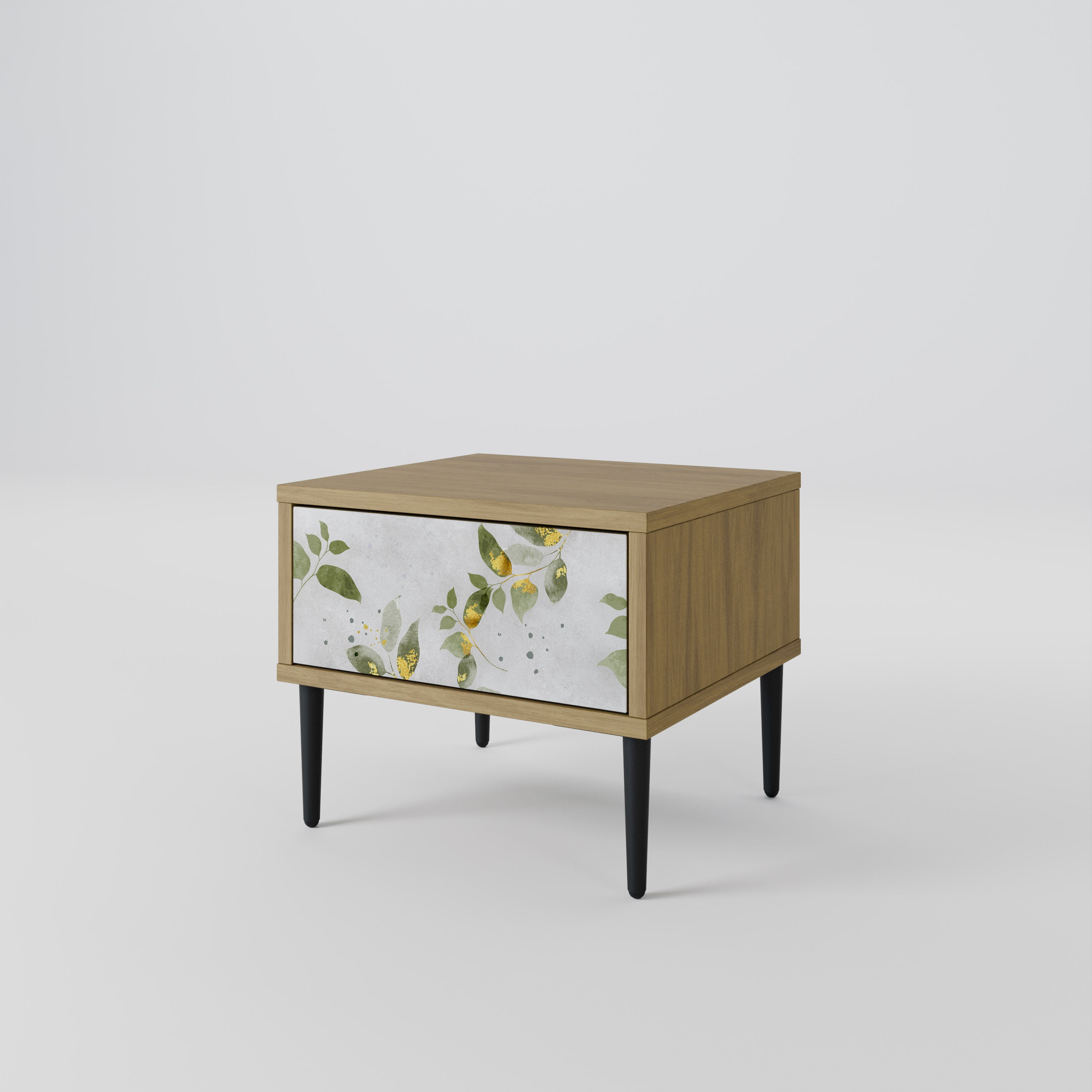 Mesita de noche ELEGANT BOTANICS efecto roble