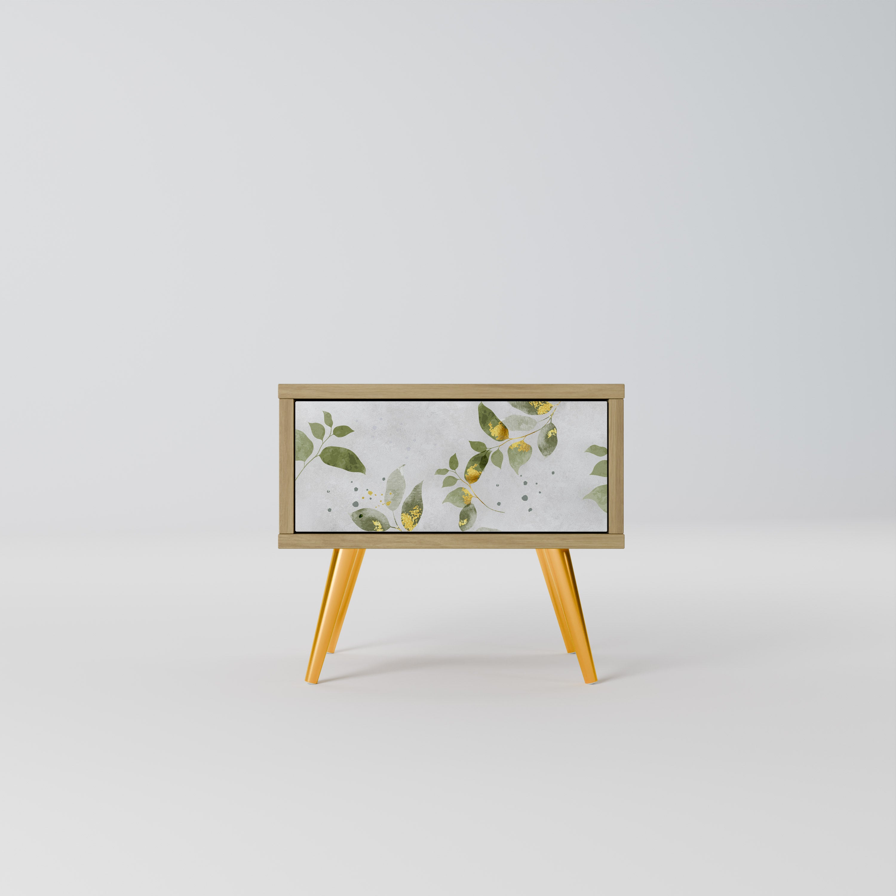 Mesita de noche ELEGANT BOTANICS efecto roble