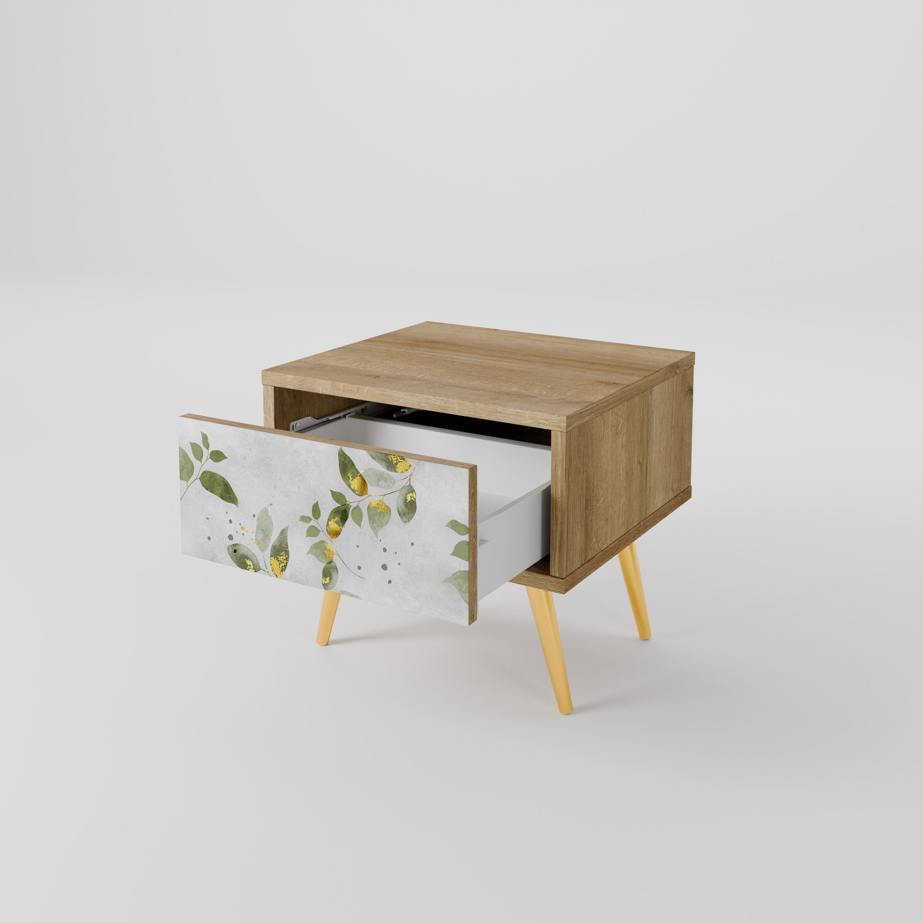 Mesita de noche ELEGANT BOTANICS efecto roble