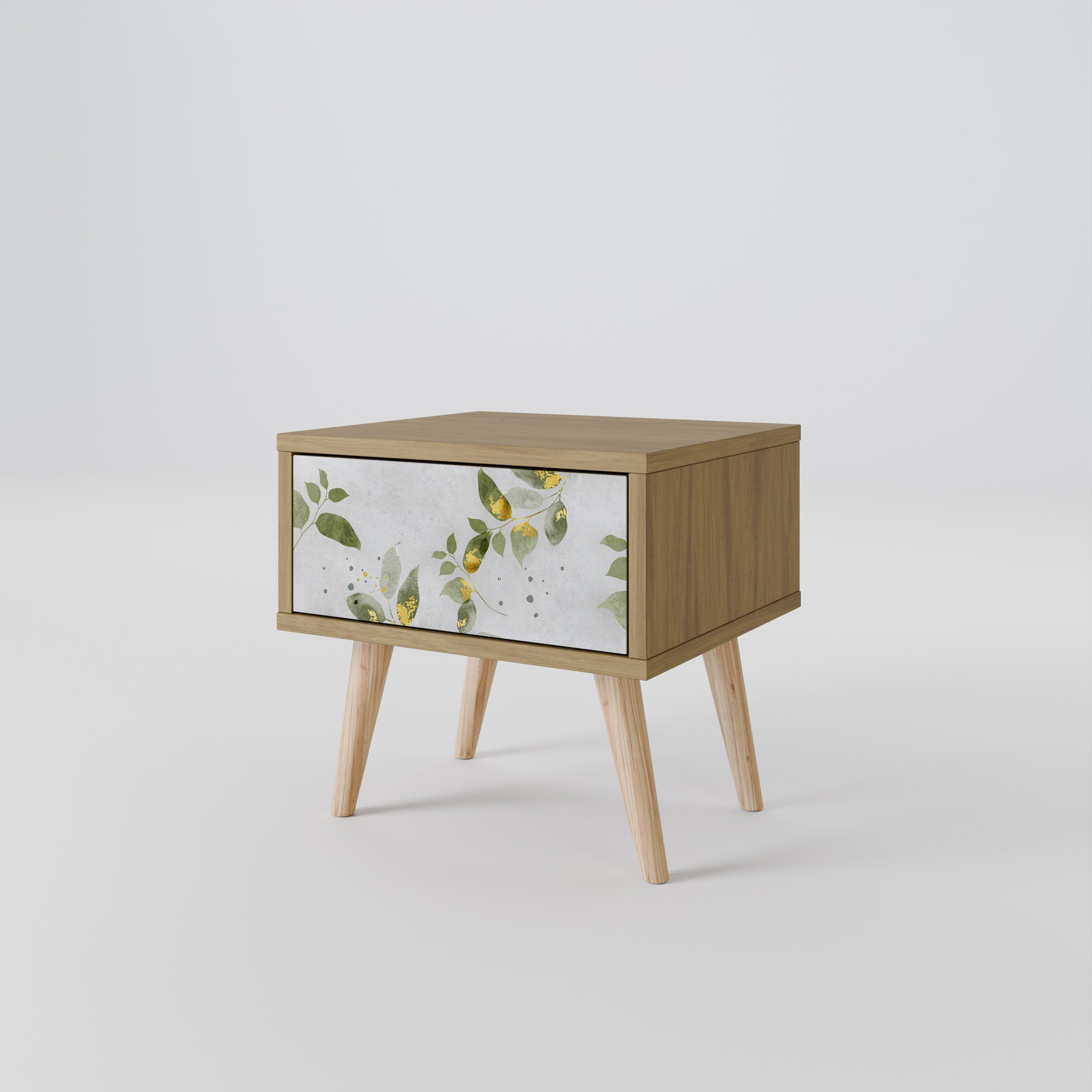Mesita de noche ELEGANT BOTANICS efecto roble