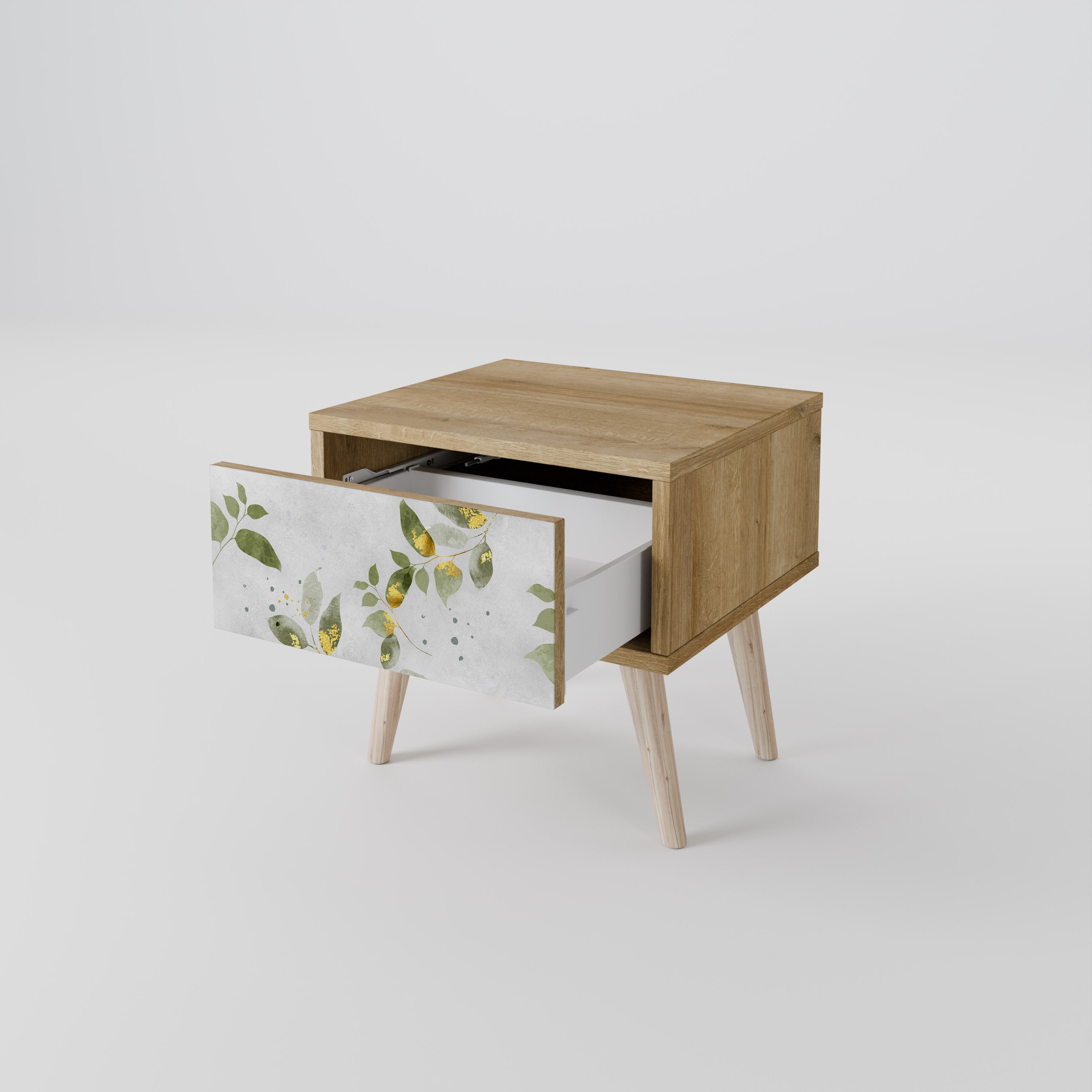 Mesita de noche ELEGANT BOTANICS efecto roble
