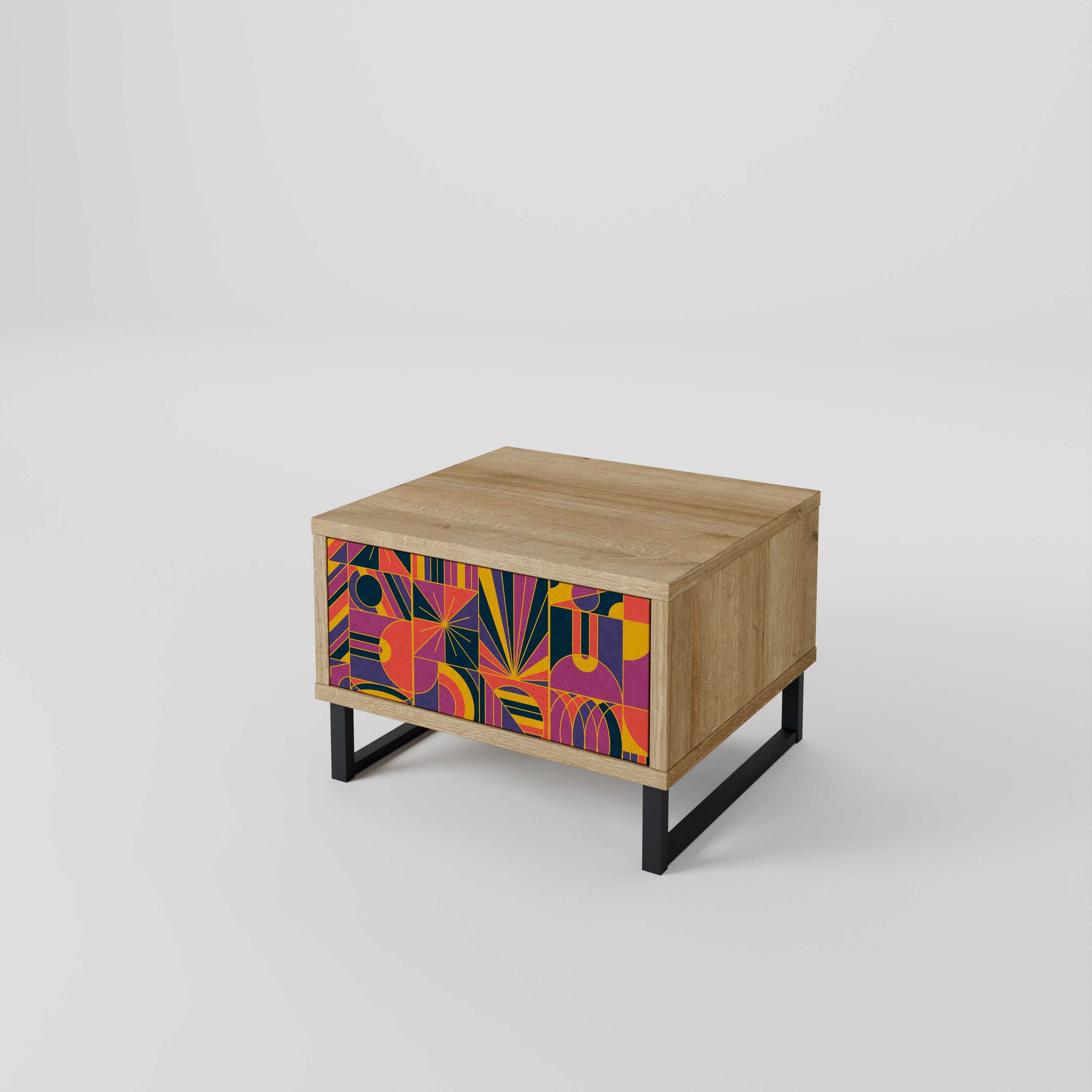 Mesita de noche ELECTRIC PATTERNS efecto roble