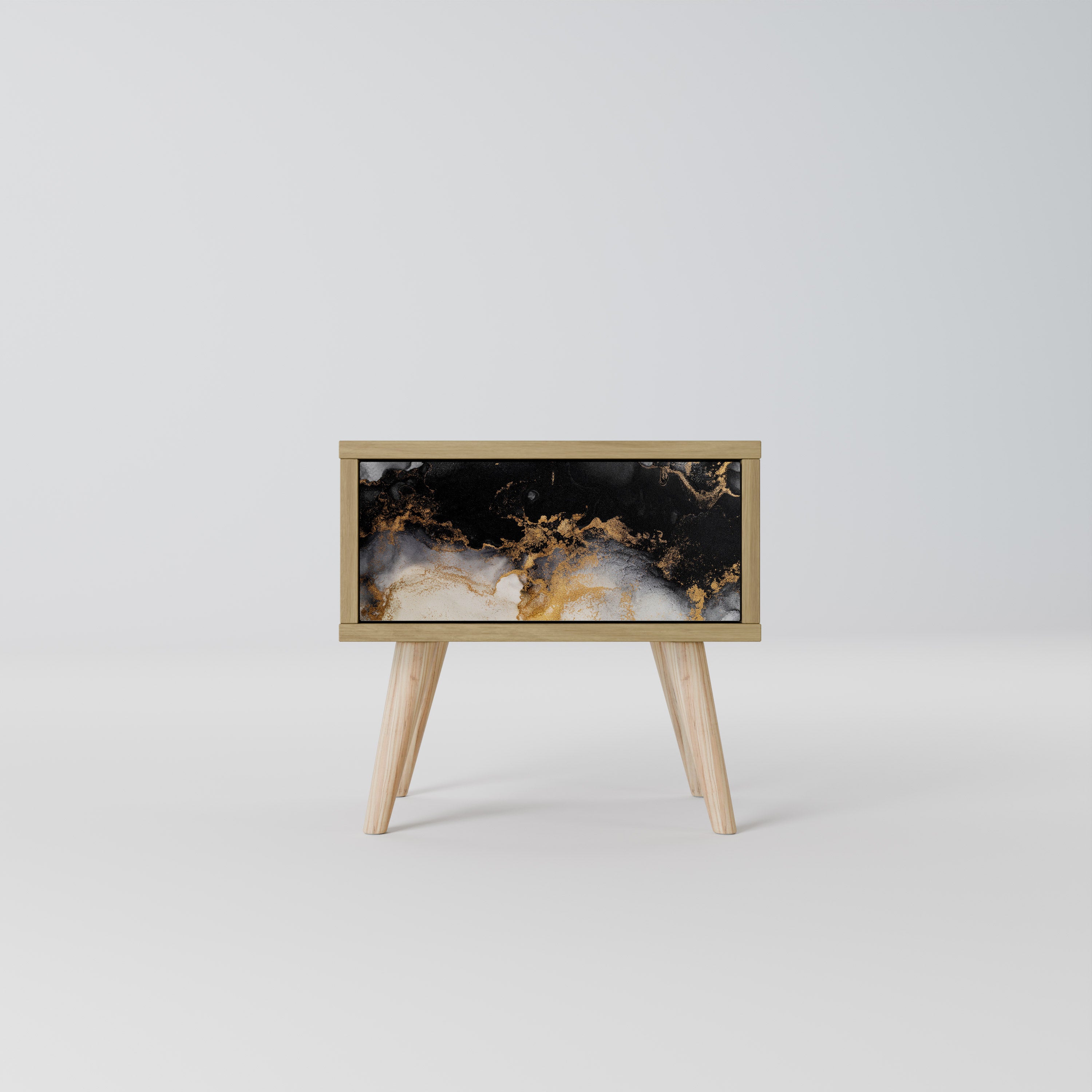 Mesita de noche MARBLE OF TOMORROW efecto roble