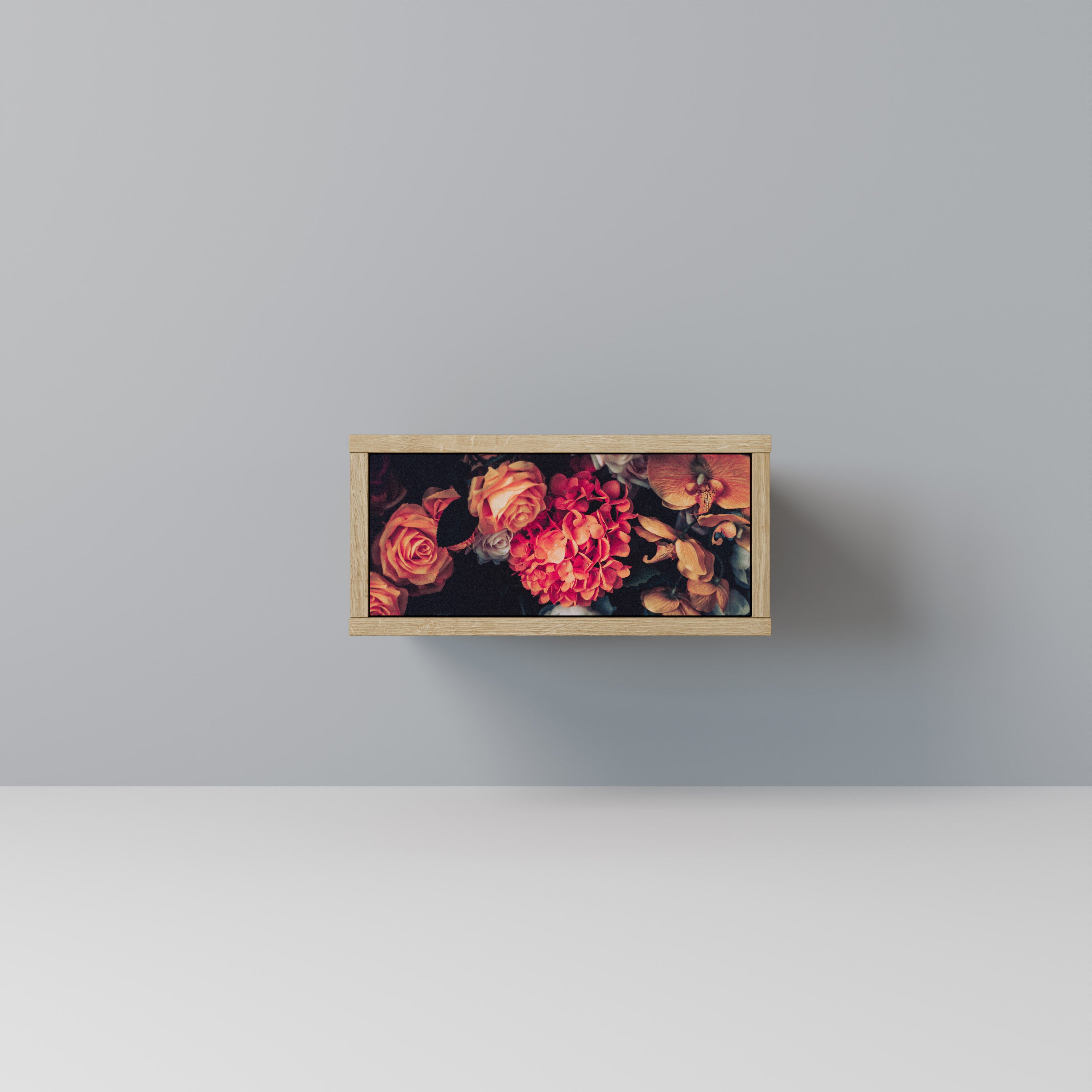 Mesita de noche NEVERENDING BLOOM en efecto roble
