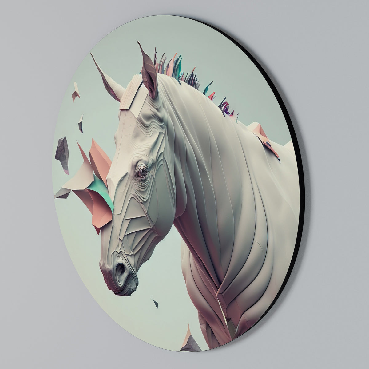 FUTURISTIC HORSE Arte de pared redondo