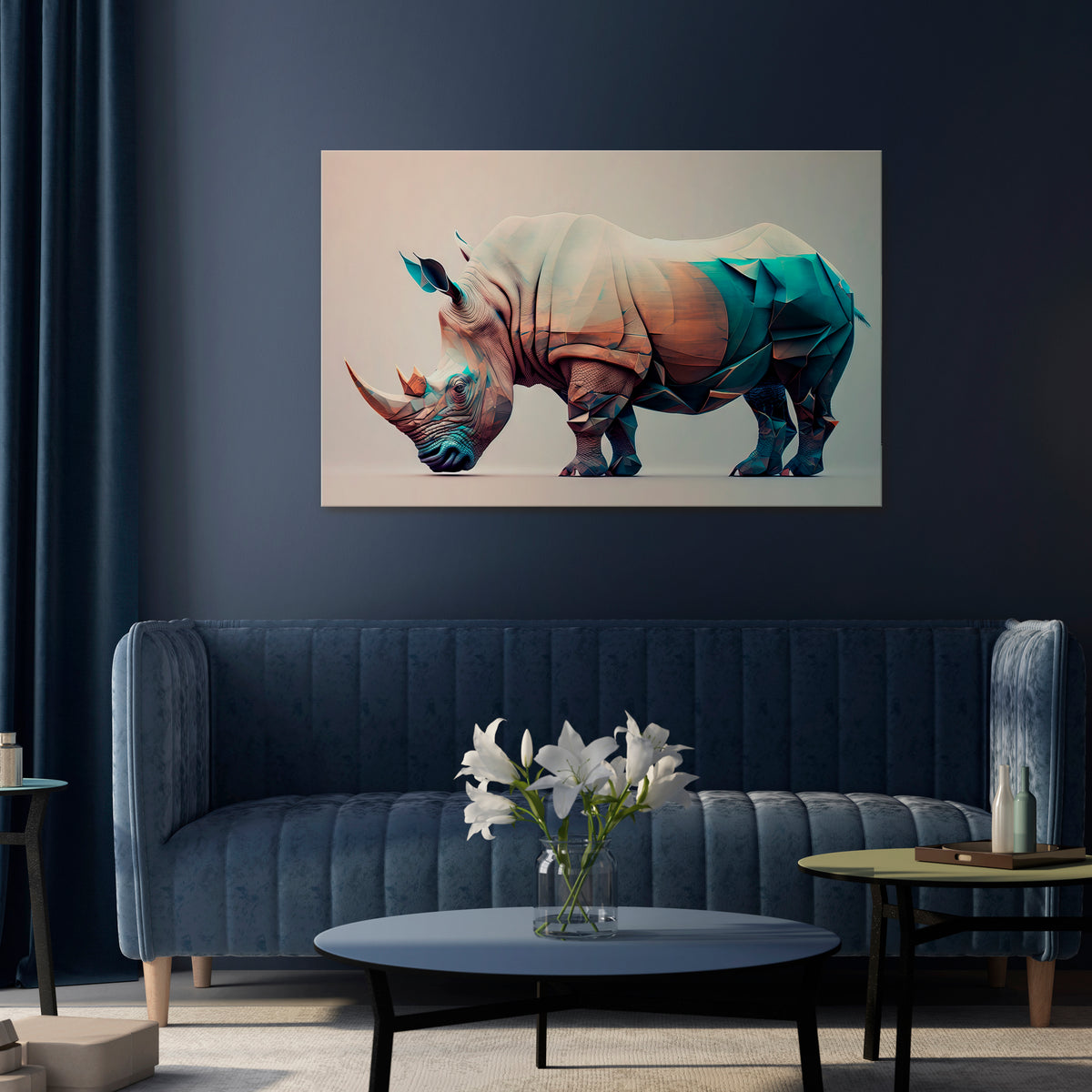 FUTURISTIC RHINO Cuadro en lienzo horizontal