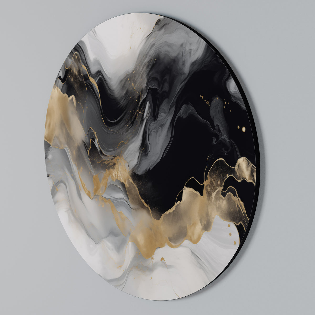 BLACK AND WHITE CONFLUENCE Arte de pared redondo