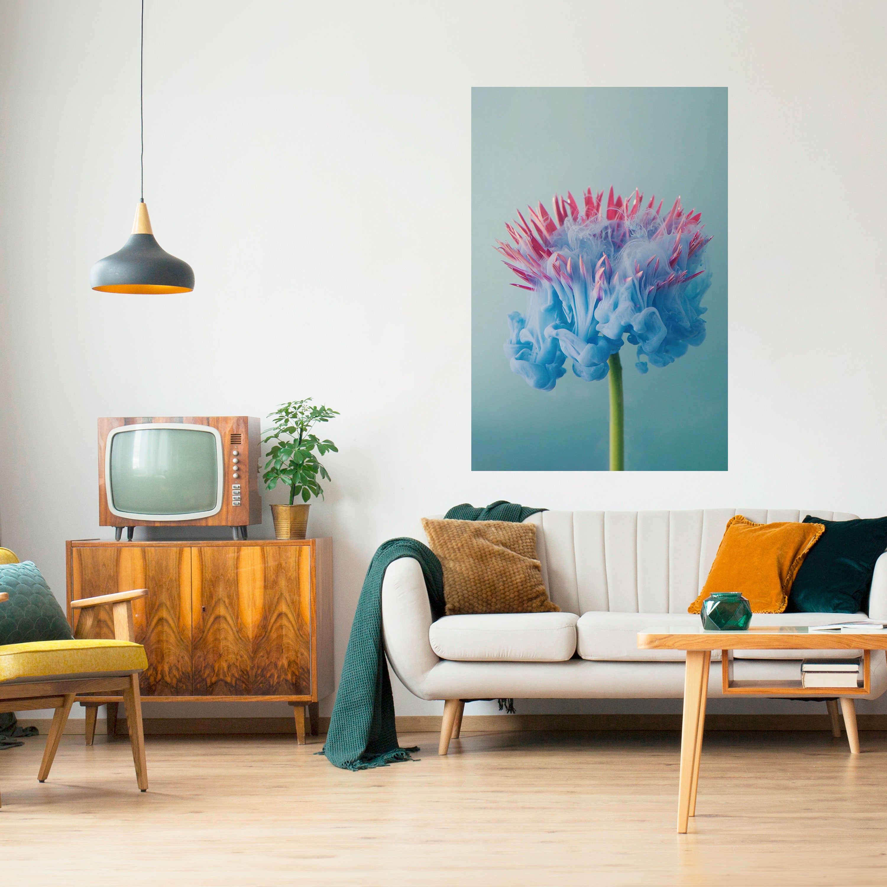 MISTY BLUE EXPLOSION Peel and Stick Vertical Poster