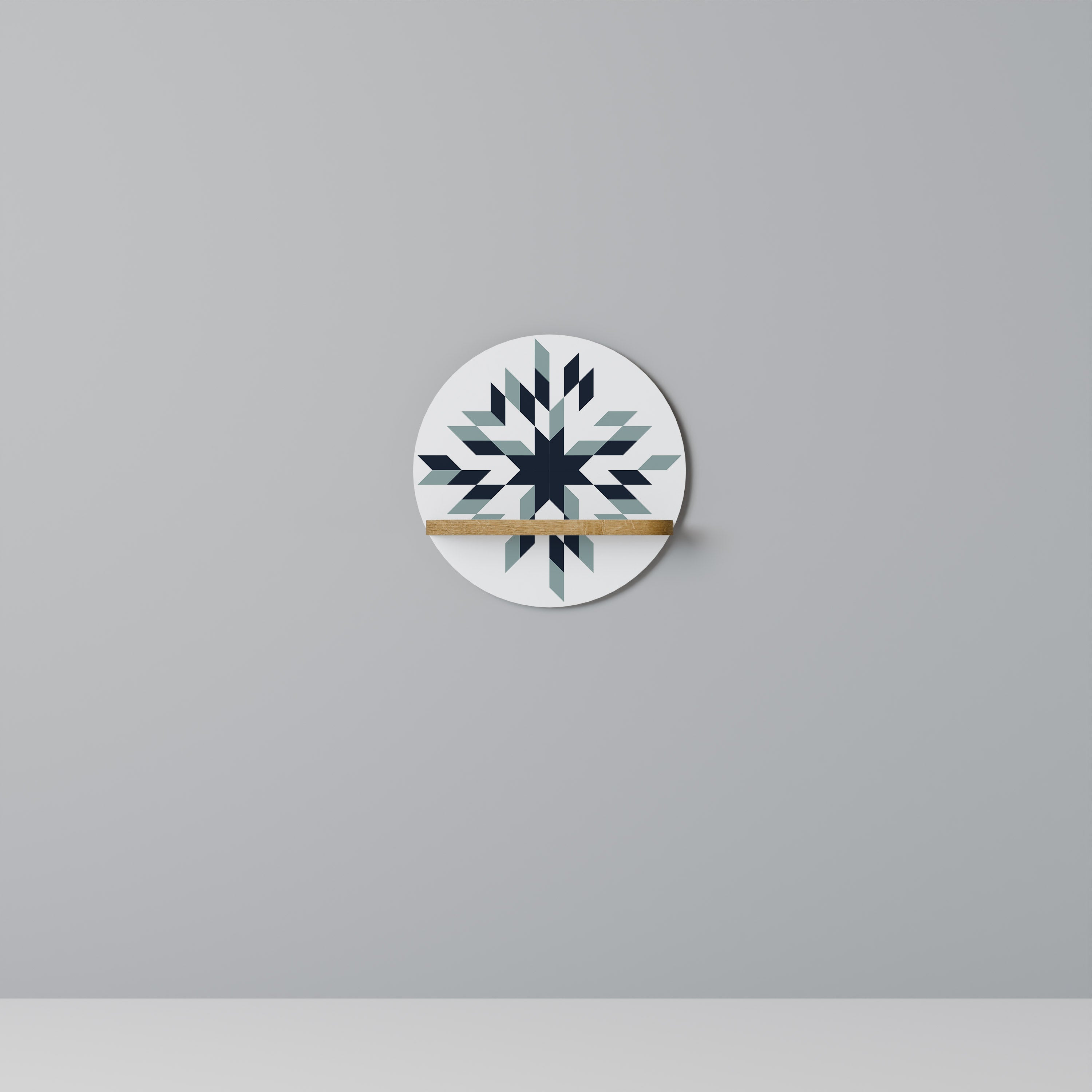 Estantería artística redonda DAWN MOSAIC con efecto roble