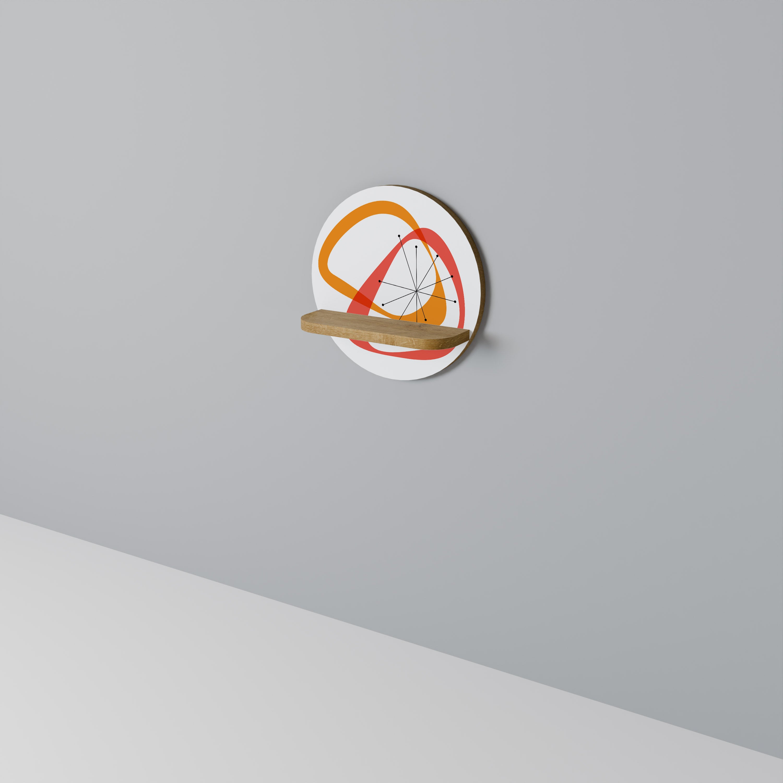 Estantería artística redonda VIBRANT SUMMIT con efecto roble