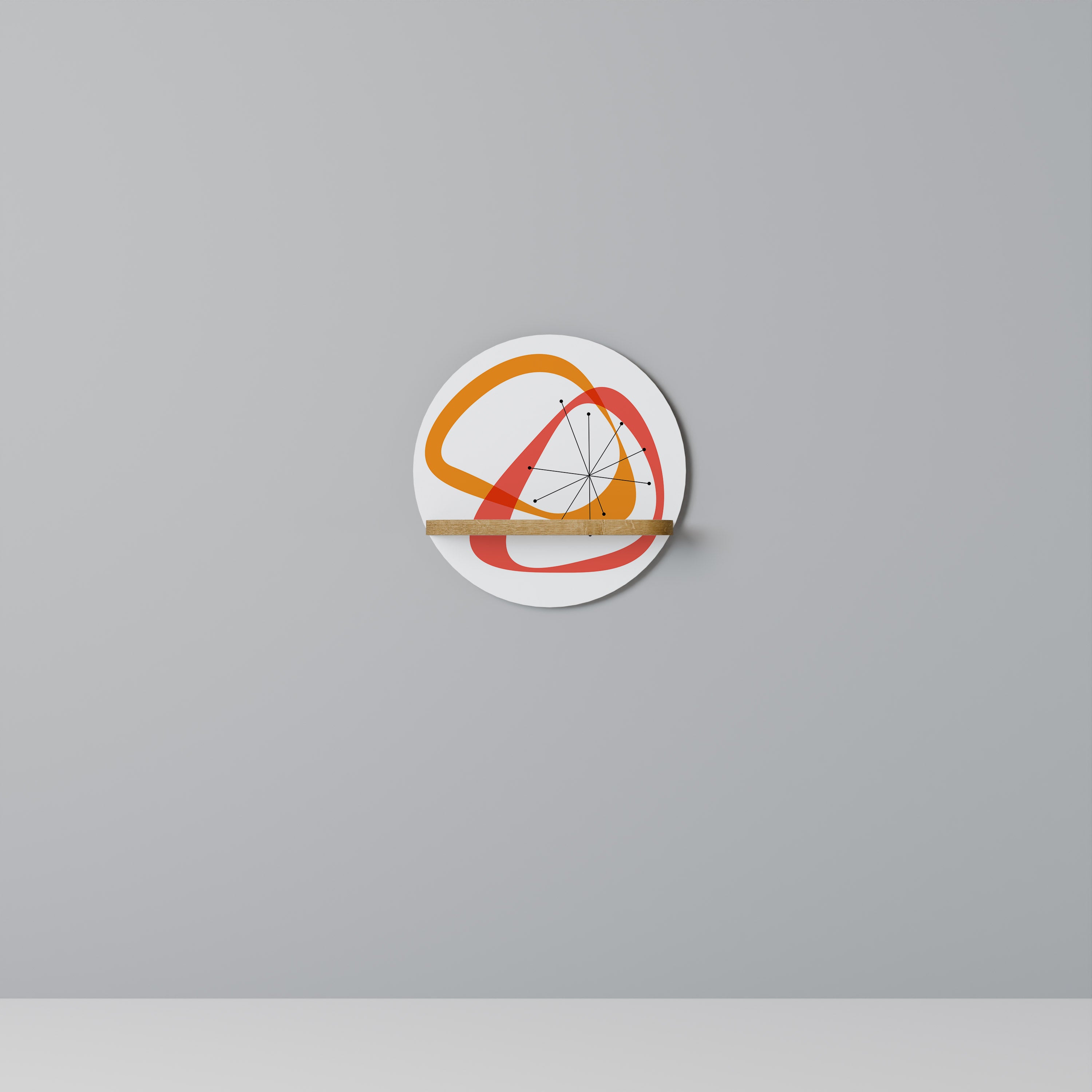 Estantería artística redonda VIBRANT SUMMIT con efecto roble