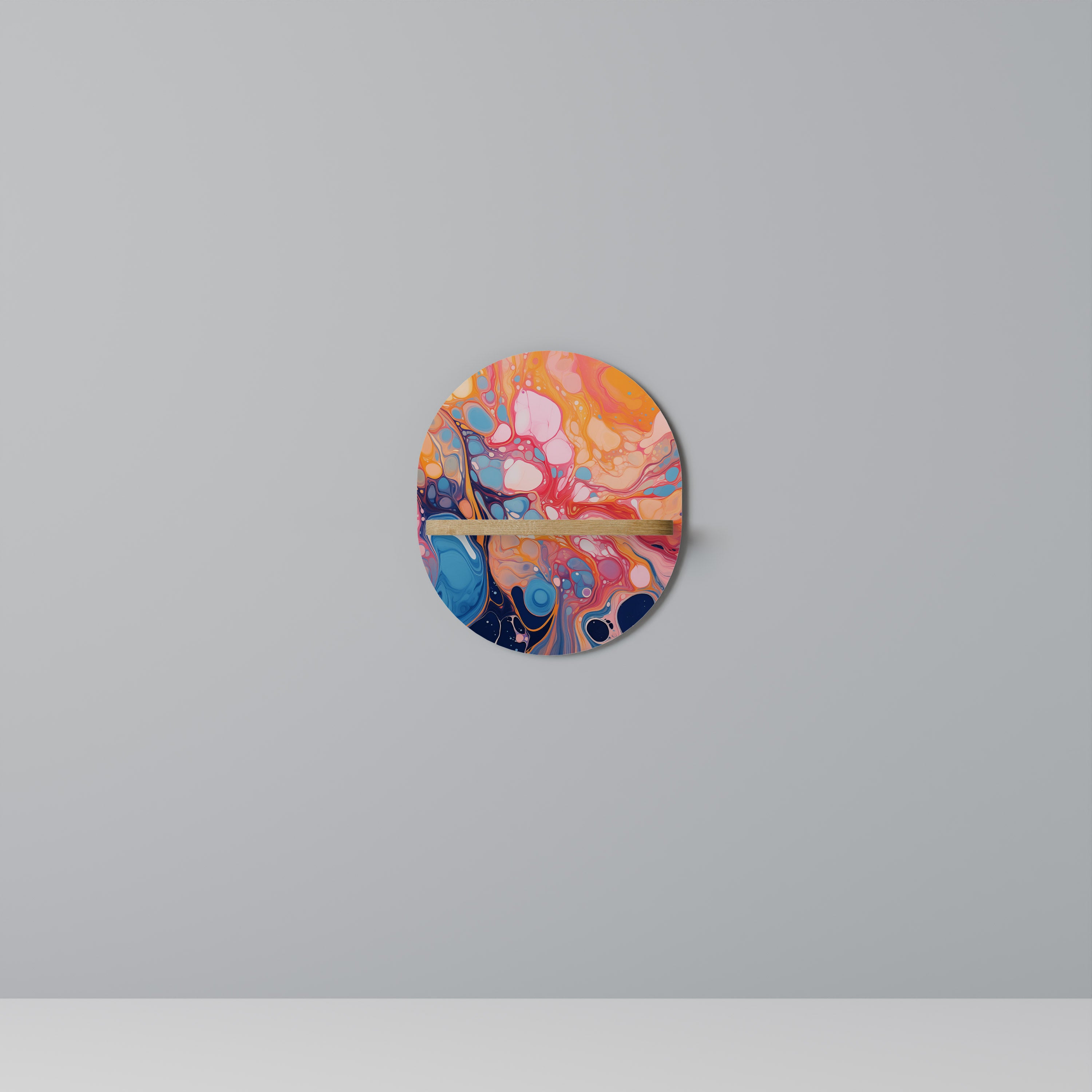 Estantería de arte ovalada INKED ILLUSIONS con efecto roble