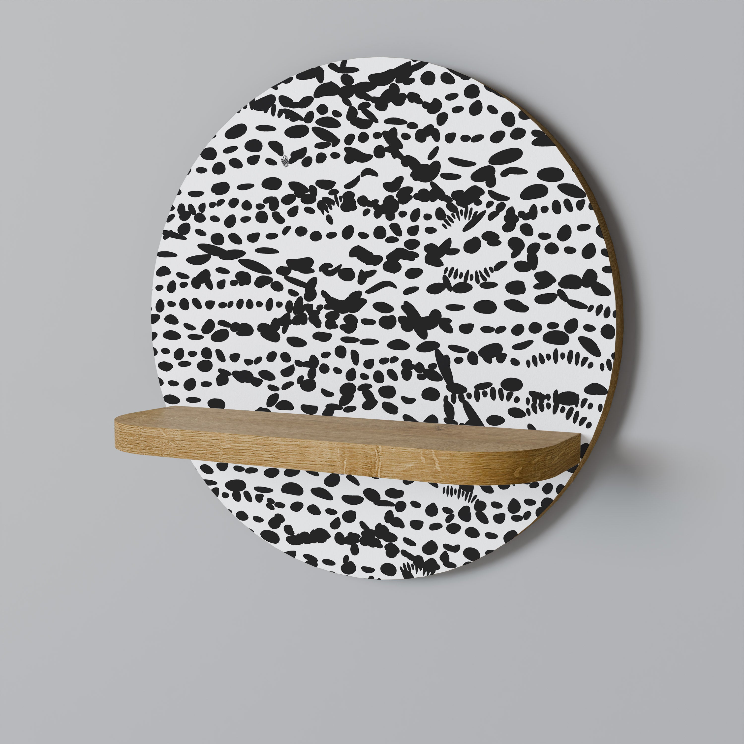LUNAR LOOM Round Art Shelf In Oak Effect