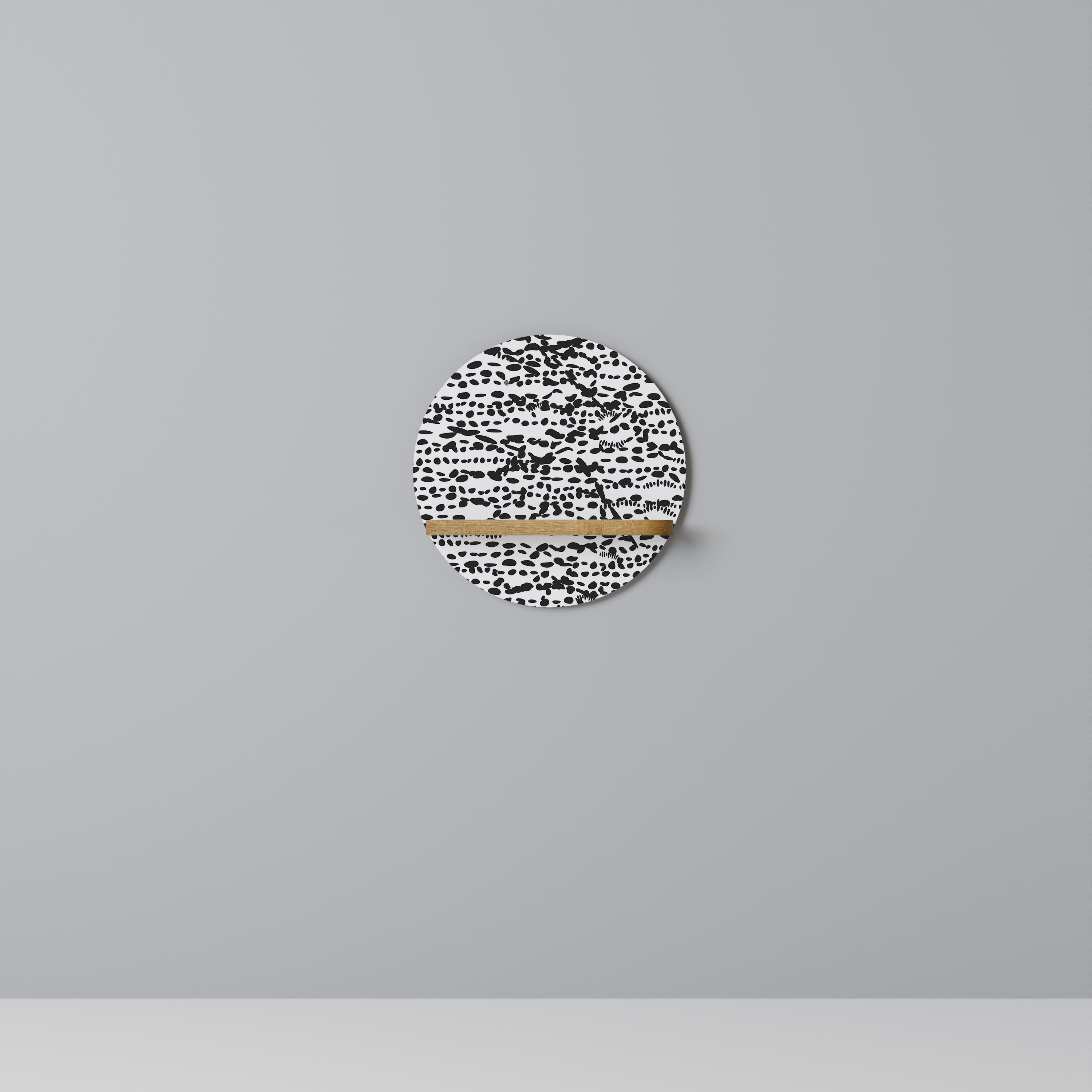 Estantería de arte redonda LUNAR LOOM con efecto roble