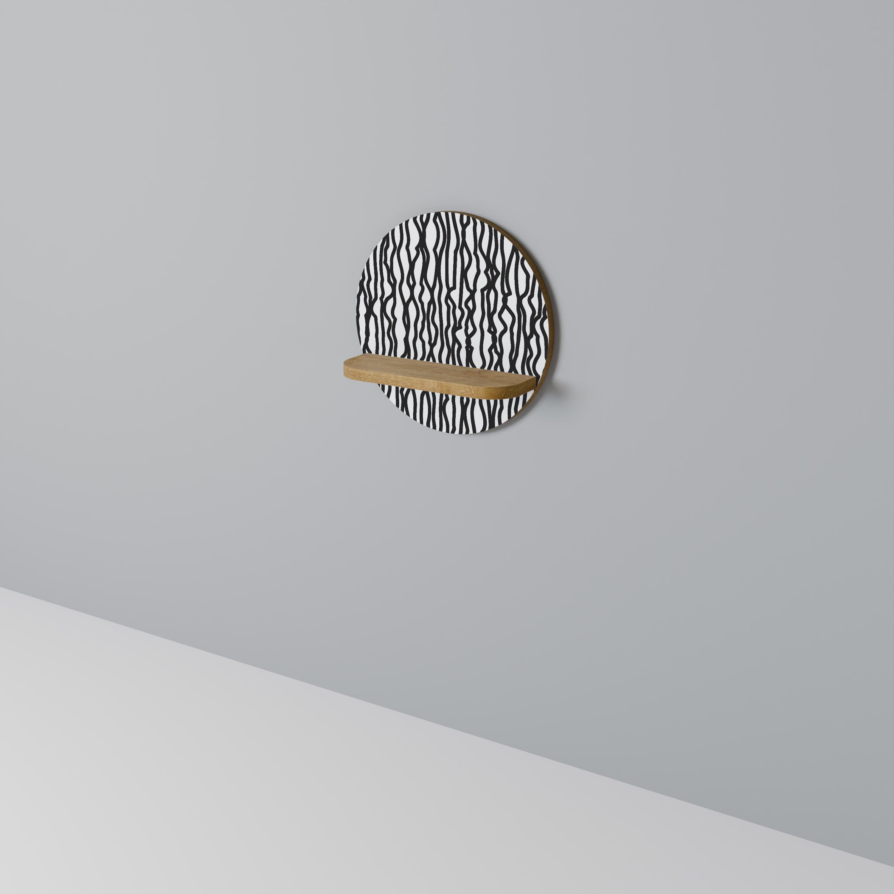 Estantería de arte redonda LUNA LINES con efecto roble